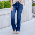 KanCan Isla High Rise Wide Hem Bootcut Dark Blue Wash