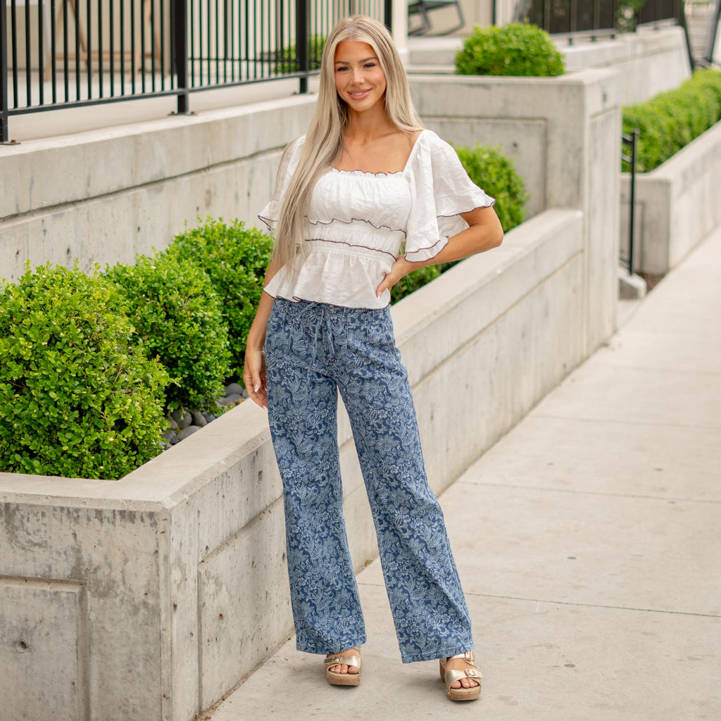 KanCan Carmelia High Rise Wide Leg Medium Blue