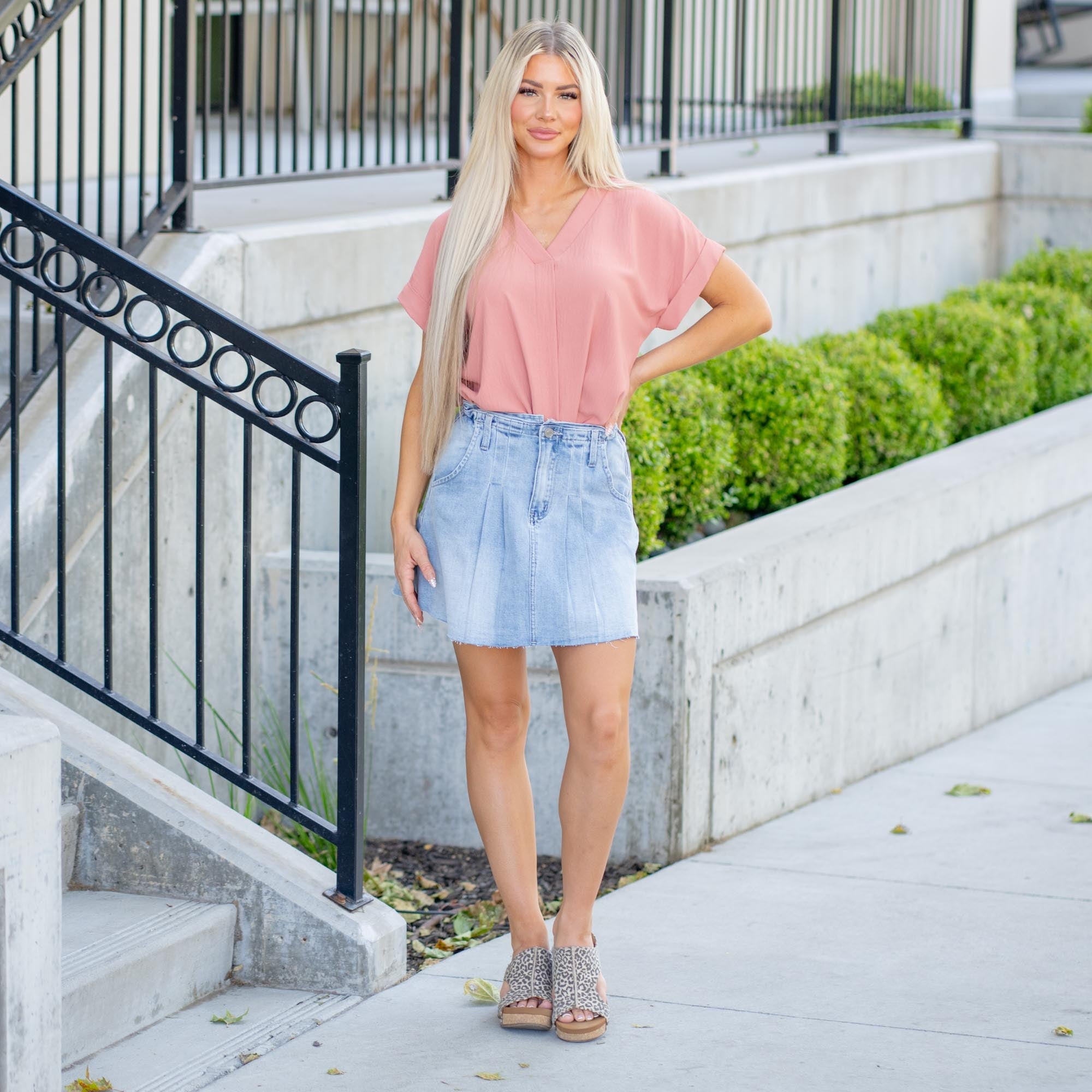 Kerro High Rise Midi Skater Skirt Light Stetch
