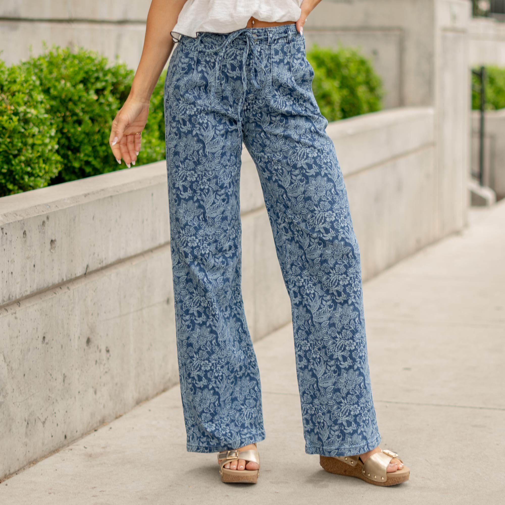 KanCan Carmelia High Rise Wide Leg Medium Blue