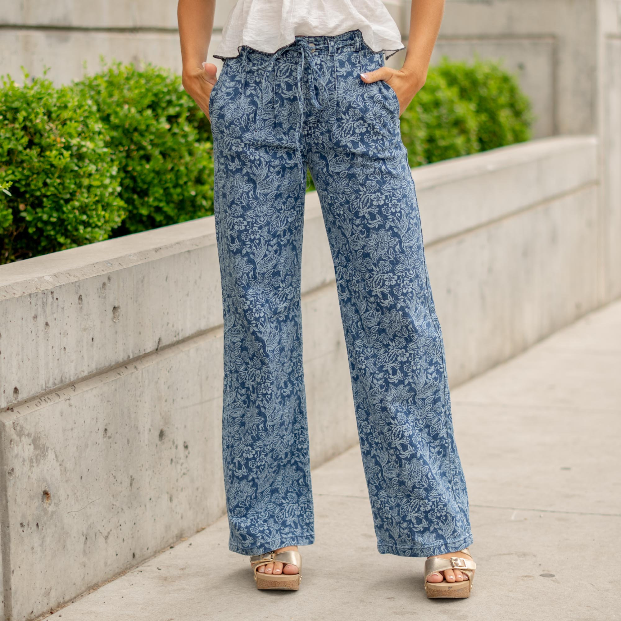 KanCan Carmelia High Rise Wide Leg Medium Blue