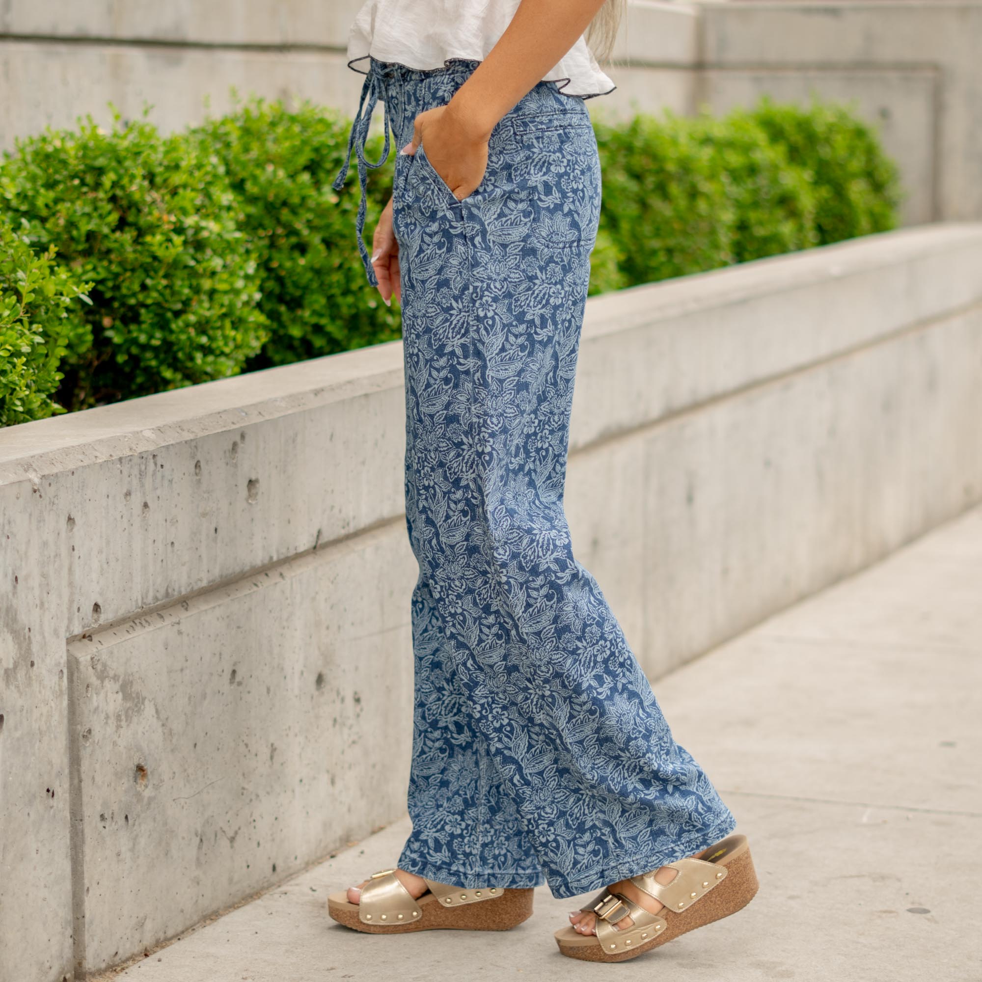 KanCan Carmelia High Rise Wide Leg Medium Blue