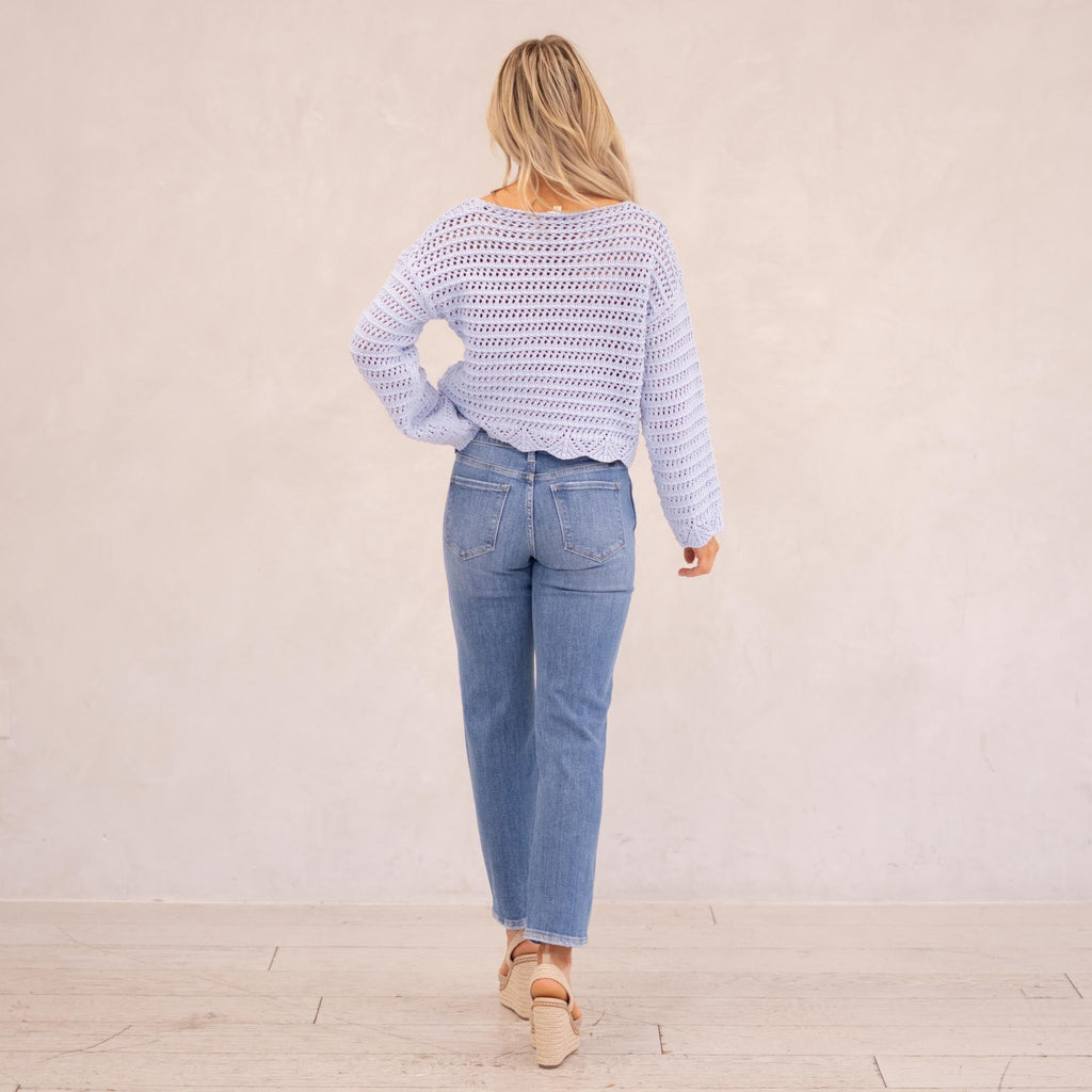 KanCan Ivorie Essentials Mid Rise Crop Straight Medium Blue