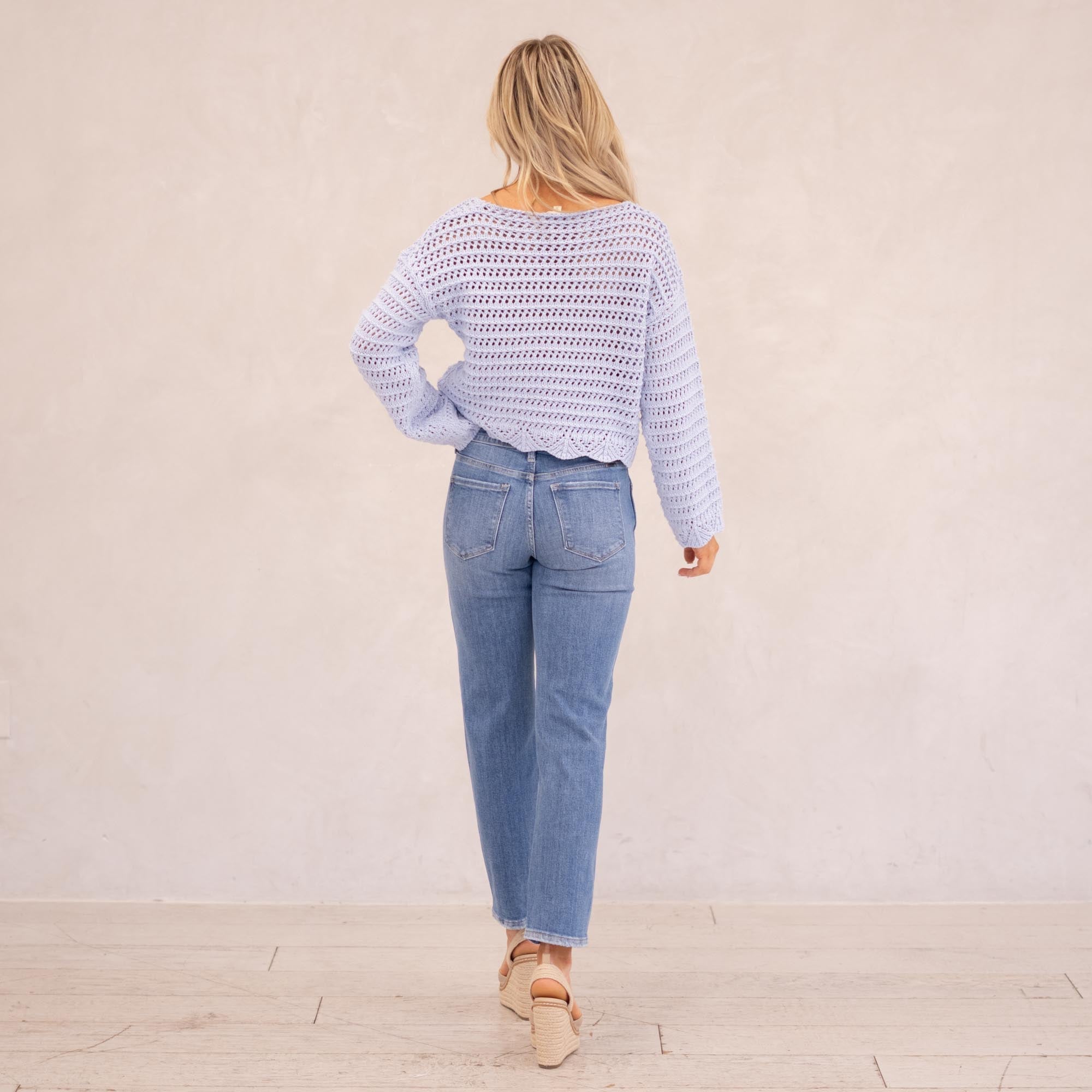 KanCan Ivorie Essentials Mid Rise Crop Straight Medium Blue