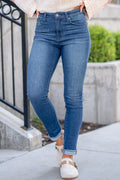 KanCan Betty High Rise Cigarette Straight Leg Jeans Dark Blue Wash