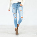 KanCan Janine Mid Rise Cropped Skinny Jeans Light Blue Wash