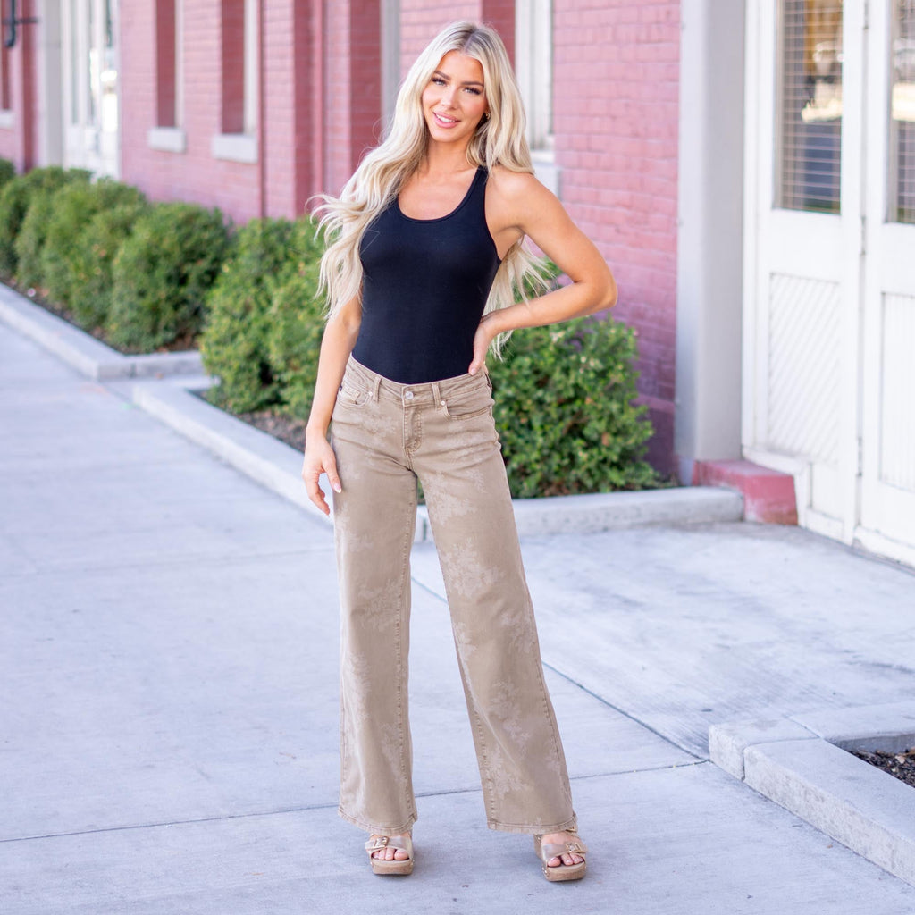 KanCan Wendy Mid Rise Wide Brown