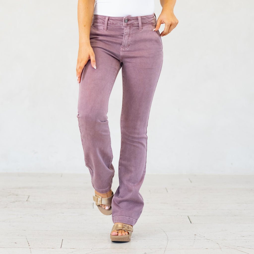 KanCan Max Mid Rise Trouser Bootcut Jeans Mauve