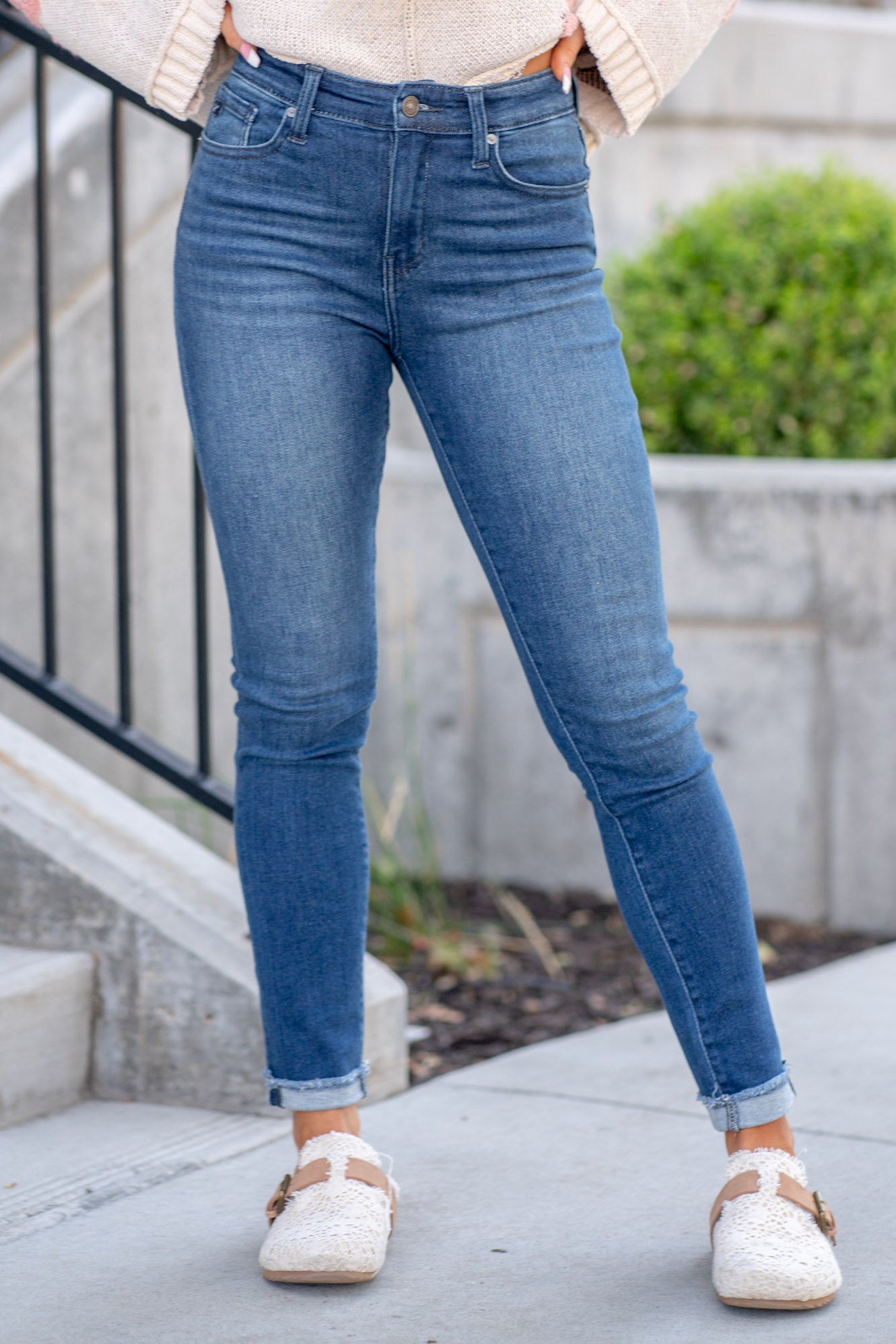 KanCan Betty High Rise Cigarette Straight Leg Jeans Dark Blue Wash