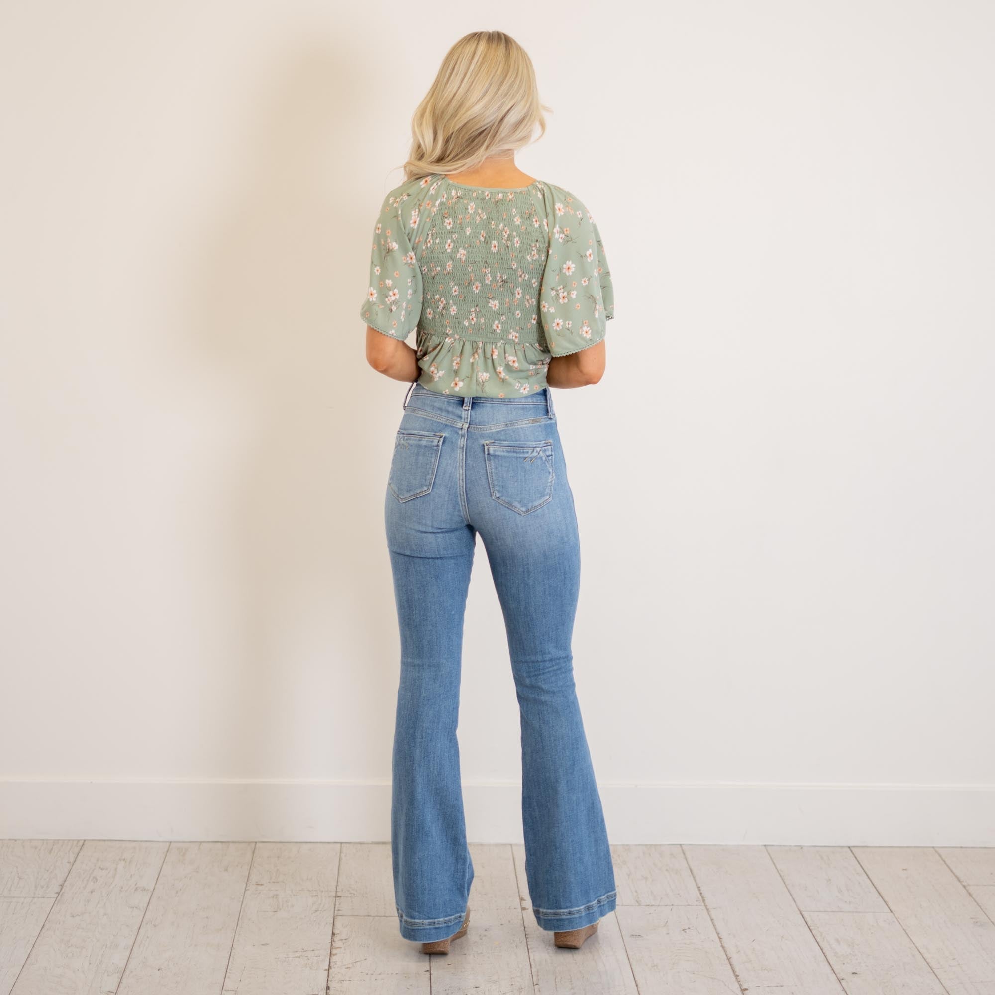 KanCan Rachel High Rise Flare Medium Blue