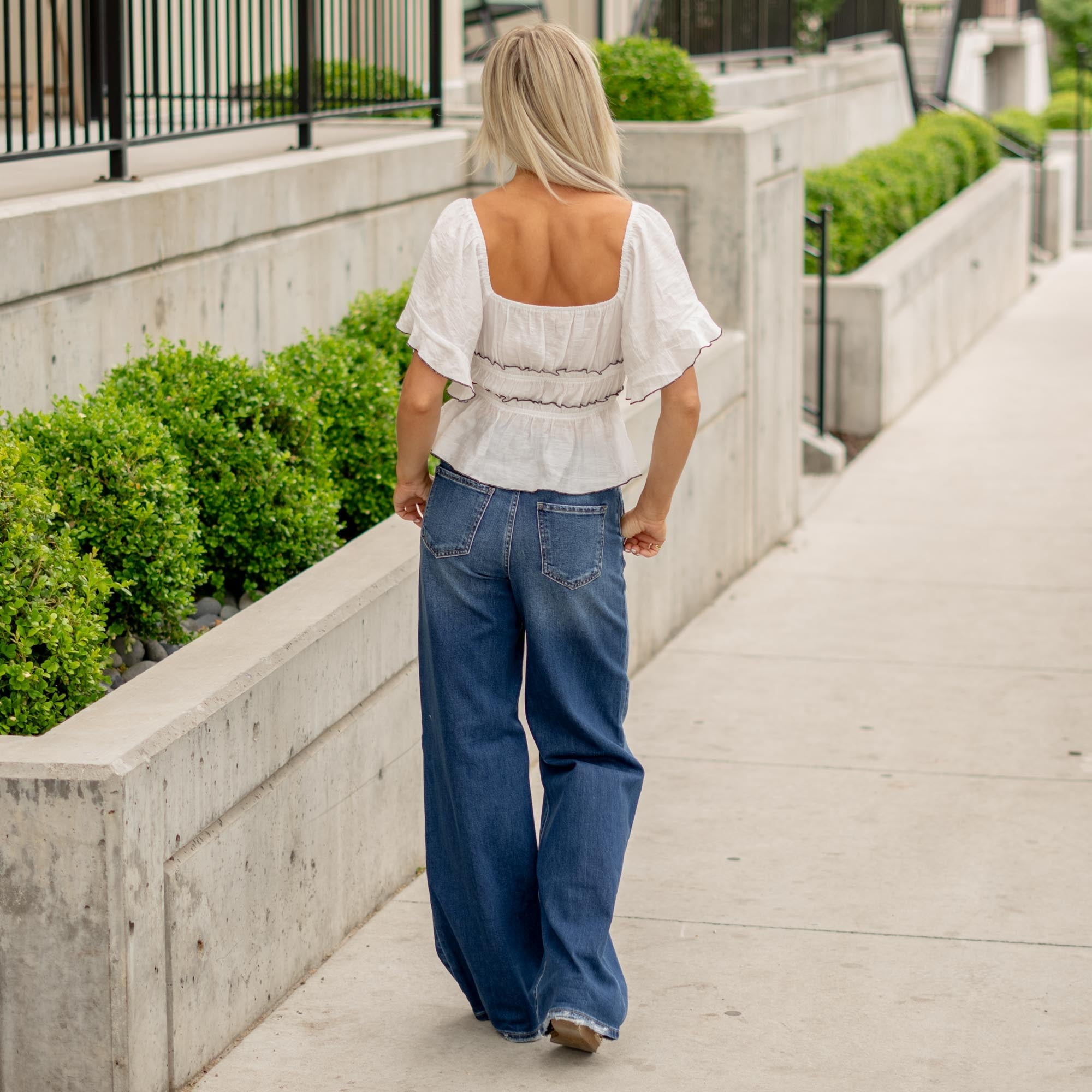 KanCan Ultra High Rise A-Line Trouser Wide Leg Jeans Dark Blue Wash