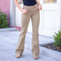 KanCan Olive High Rise Flare Jeans Tan