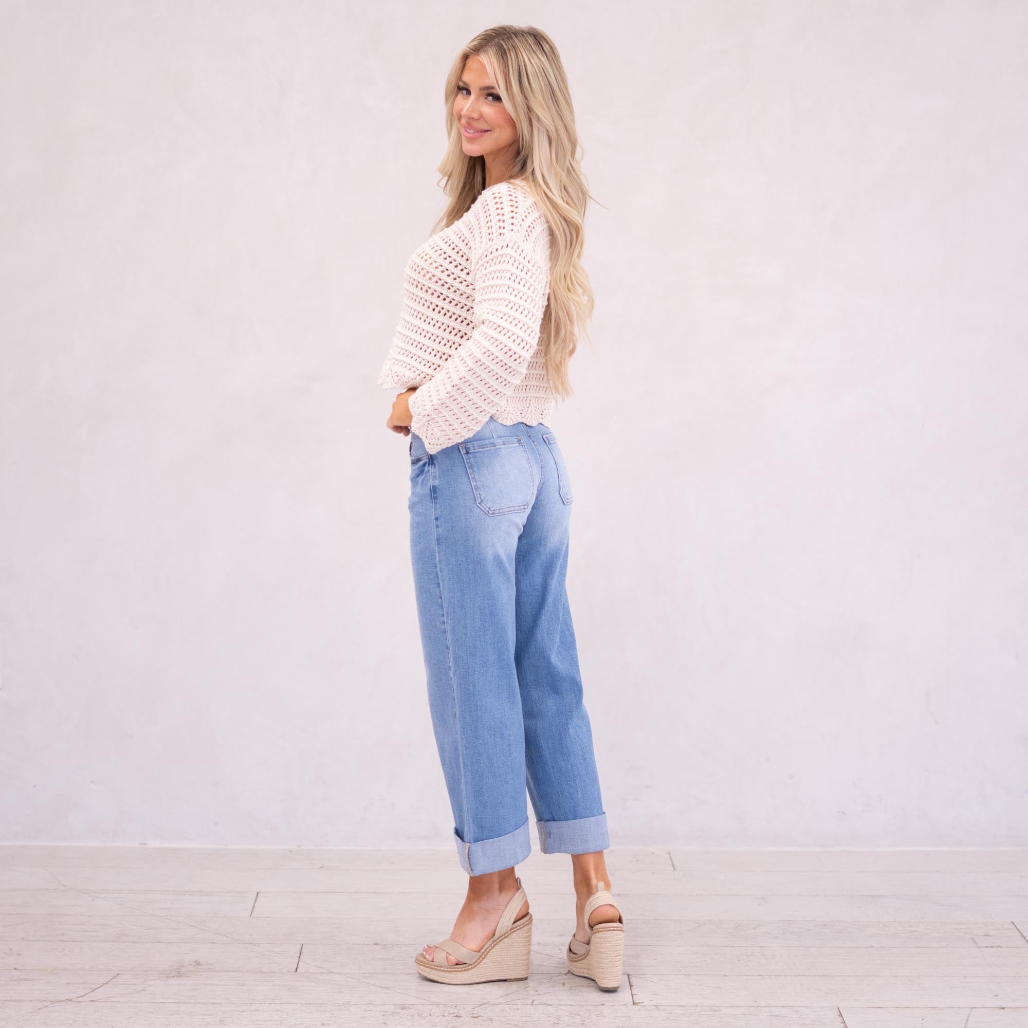 KanCan Angie Essentials Mid Rise Crop Wide