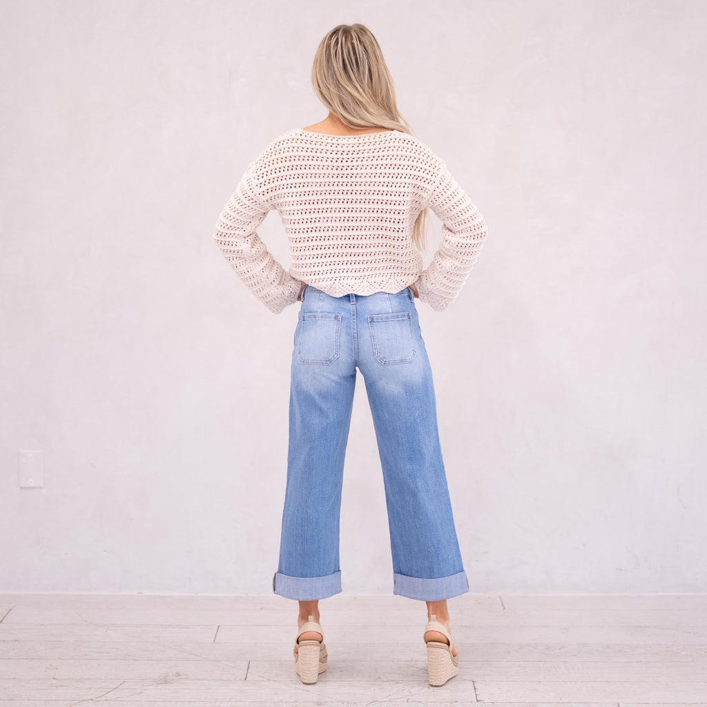 KanCan Angie Essentials Mid Rise Crop Wide