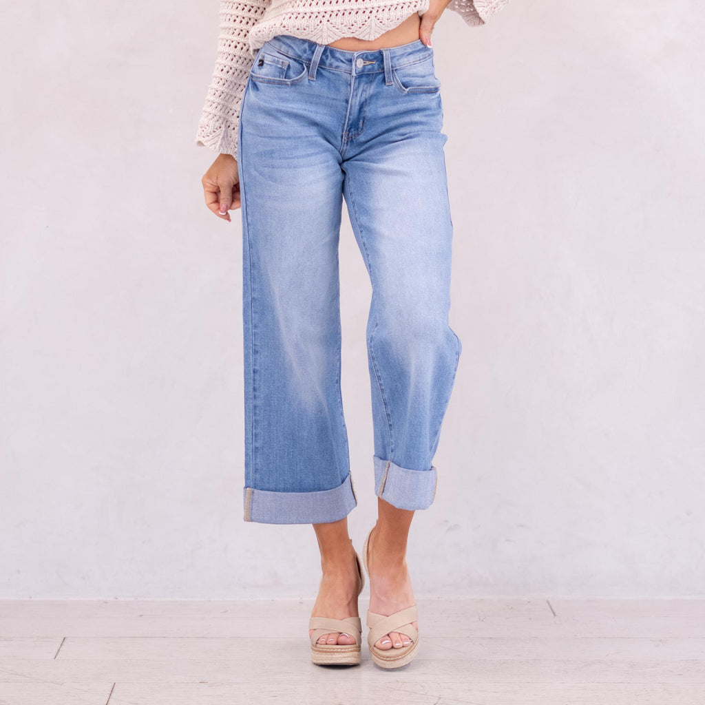 KanCan Angie Essentials Mid Rise Crop Wide