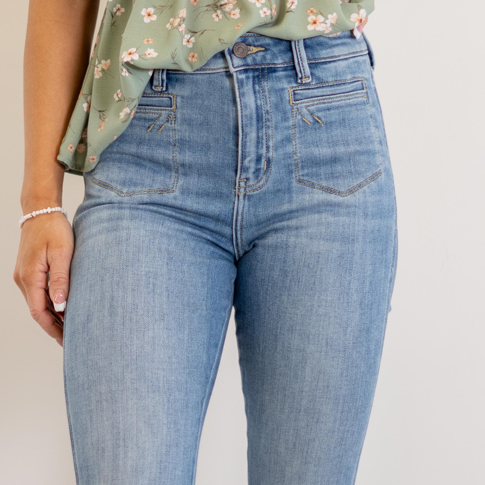 KanCan Rachel High Rise Flare Medium Blue