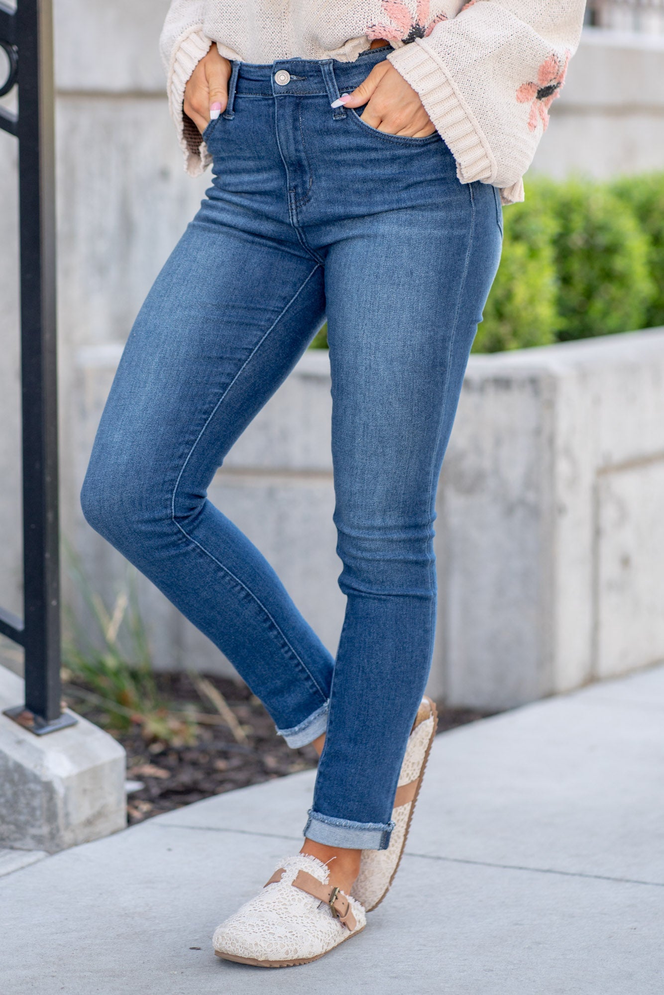 KanCan Betty High Rise Cigarette Straight Leg Jeans Dark Blue Wash