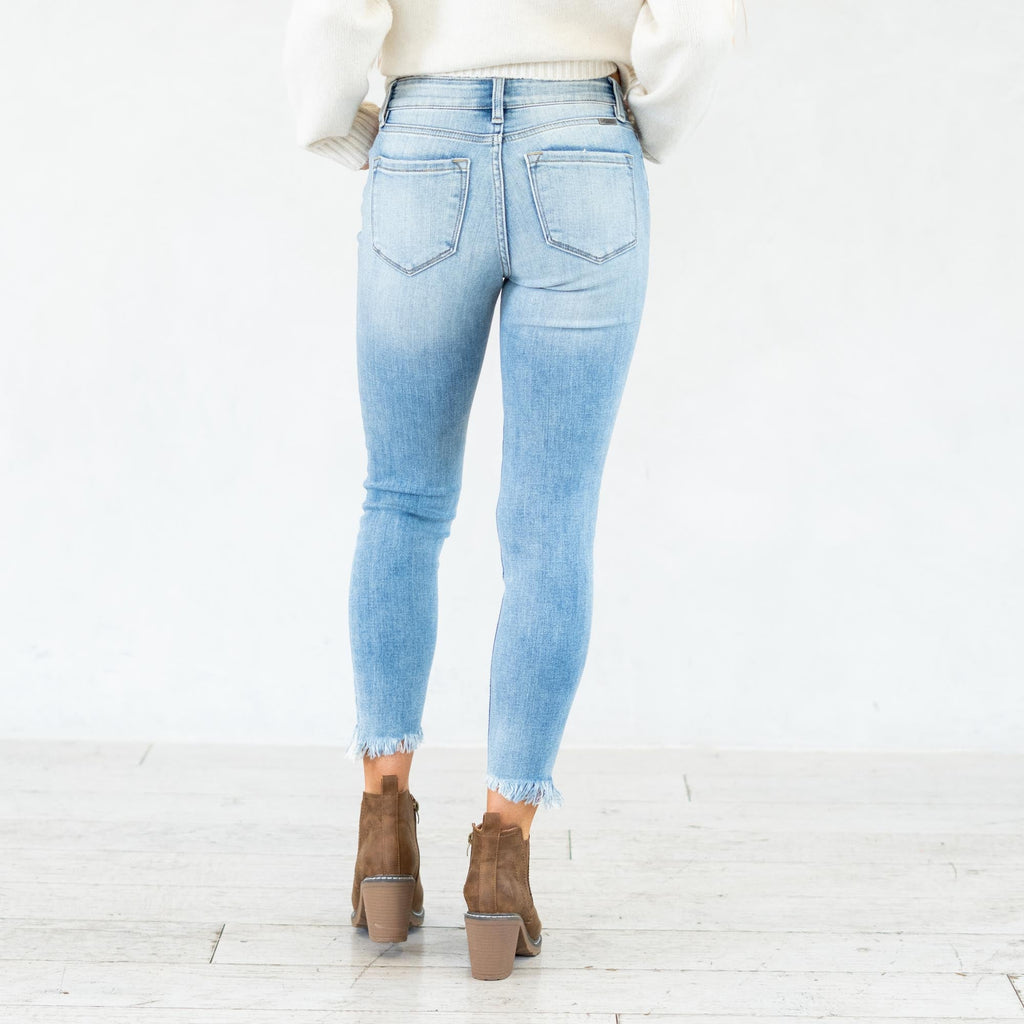 KanCan Janine Mid Rise Cropped Skinny Jeans Light Blue Wash