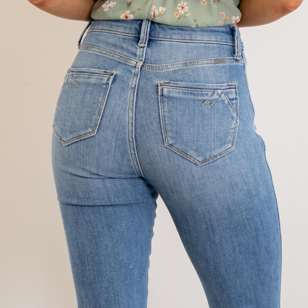 KanCan Rachel High Rise Flare Medium Blue