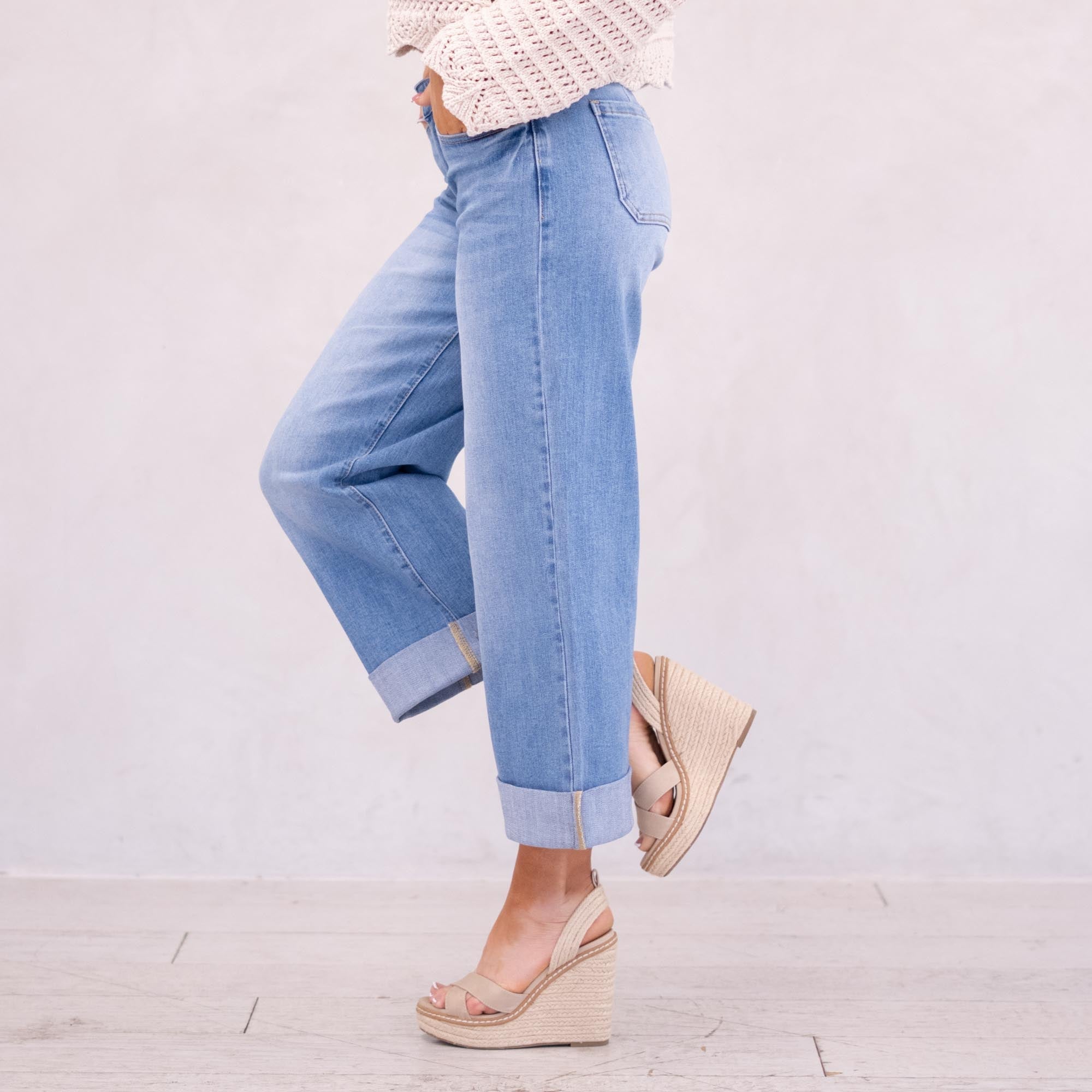 KanCan Angie Essentials Mid Rise Crop Wide