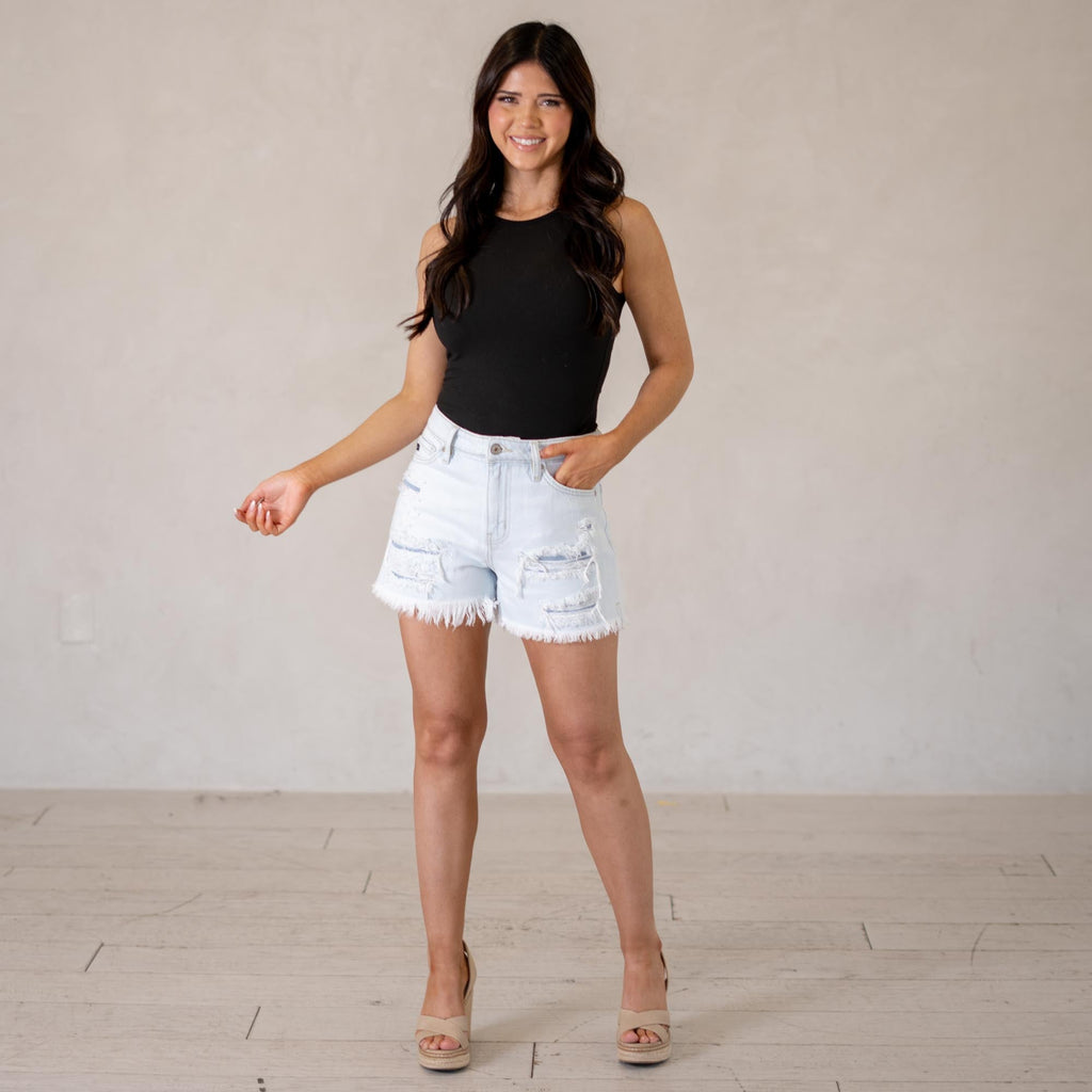 KanCan Rosie High Rise Shorts Light Blue