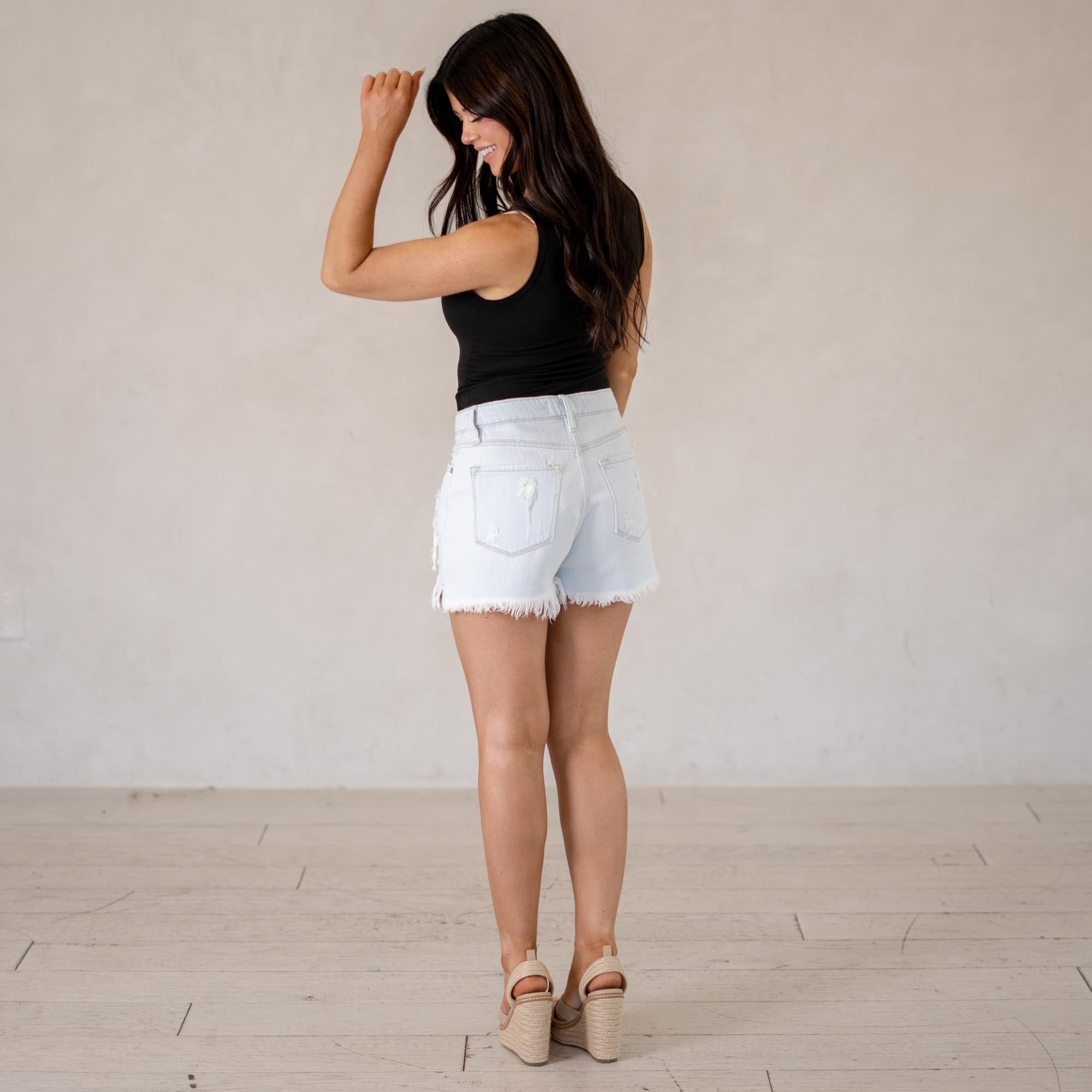 KanCan Rosie High Rise Shorts Light Blue