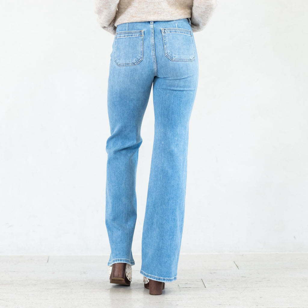 KanCan Jane High Rise Wide Flare Jeans Medium Blue Wash