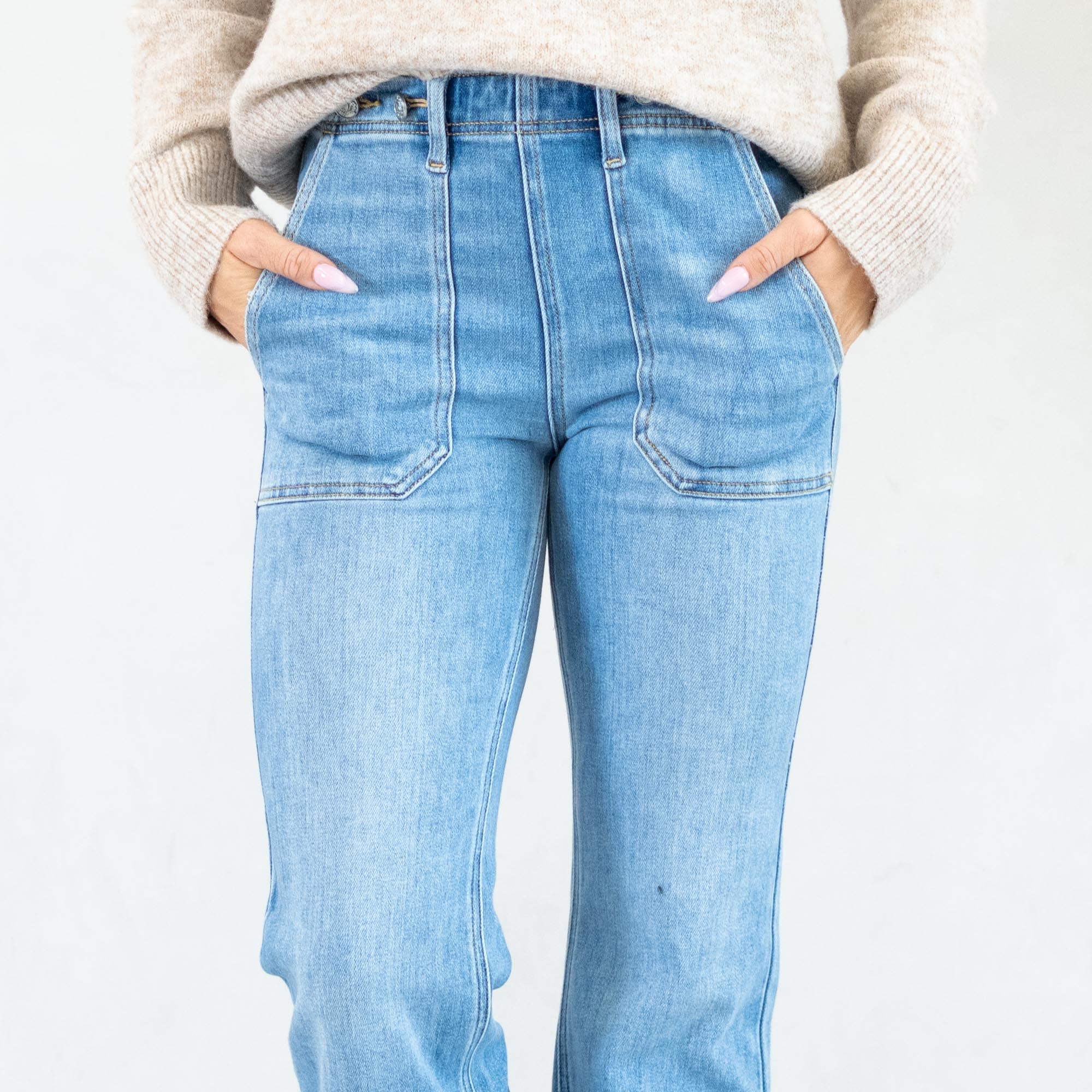 KanCan Jane High Rise Wide Flare Jeans Medium Blue Wash