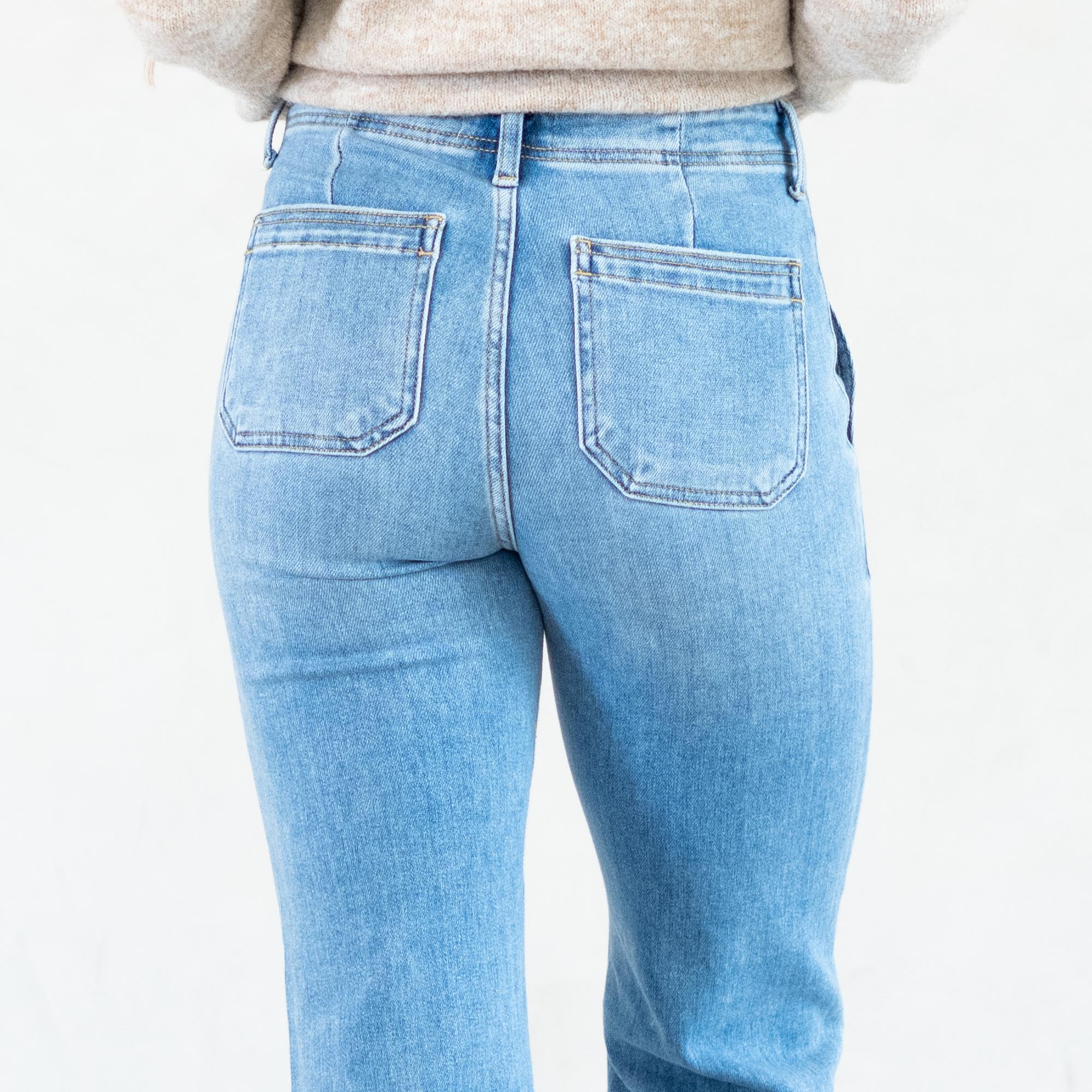 KanCan Jane High Rise Wide Flare Jeans Medium Blue Wash