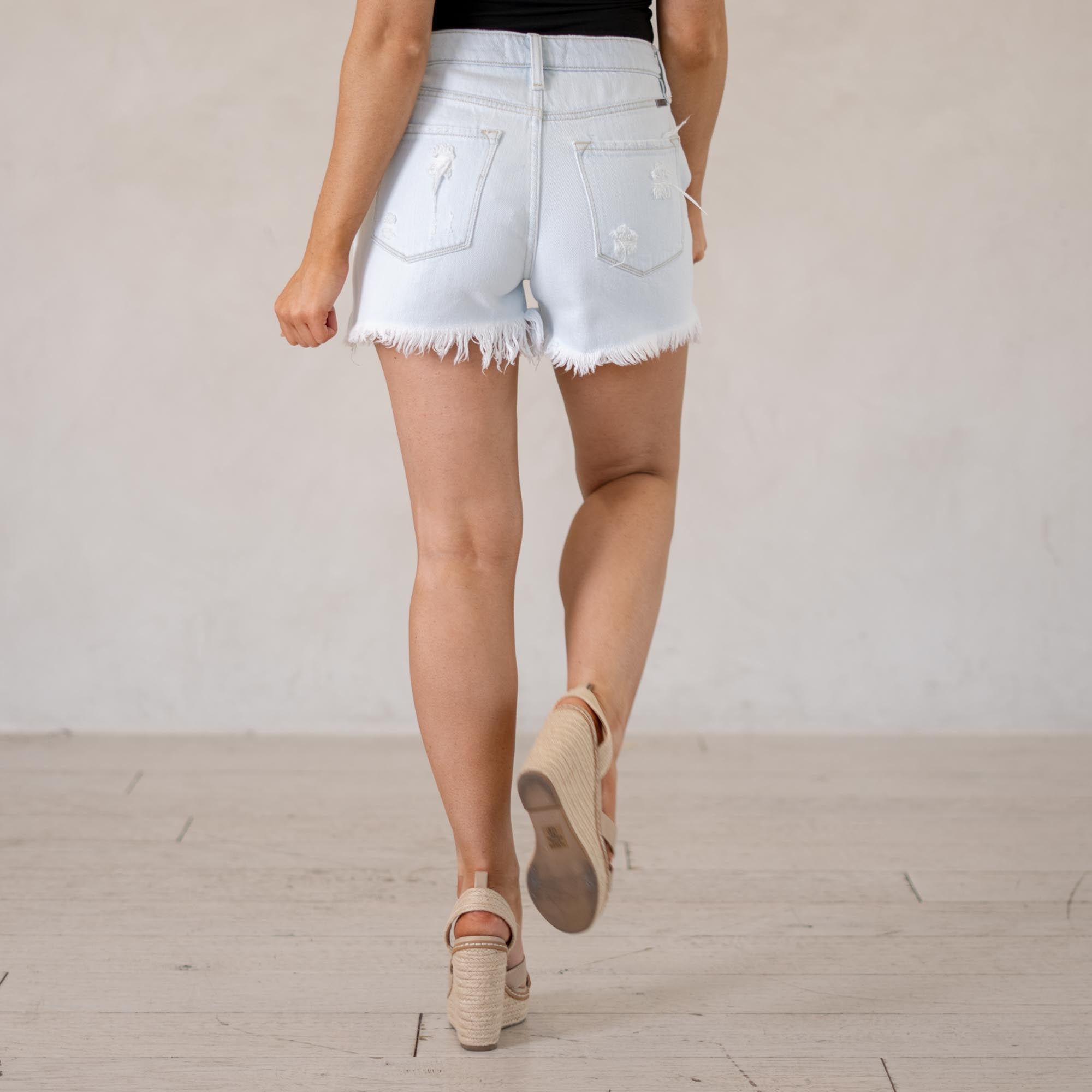 KanCan Rosie High Rise Shorts Light Blue