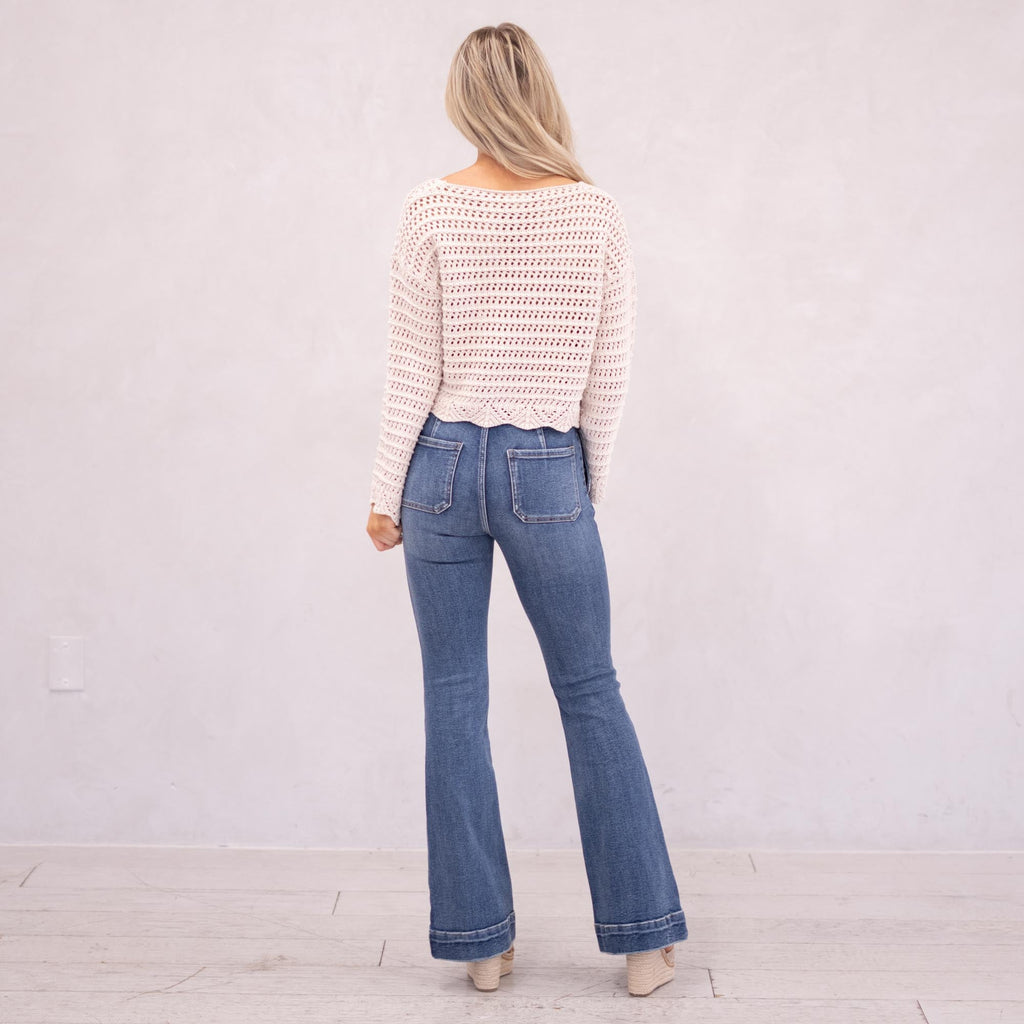 KanCan Kiery High Rise Flare Dark Blue Wash