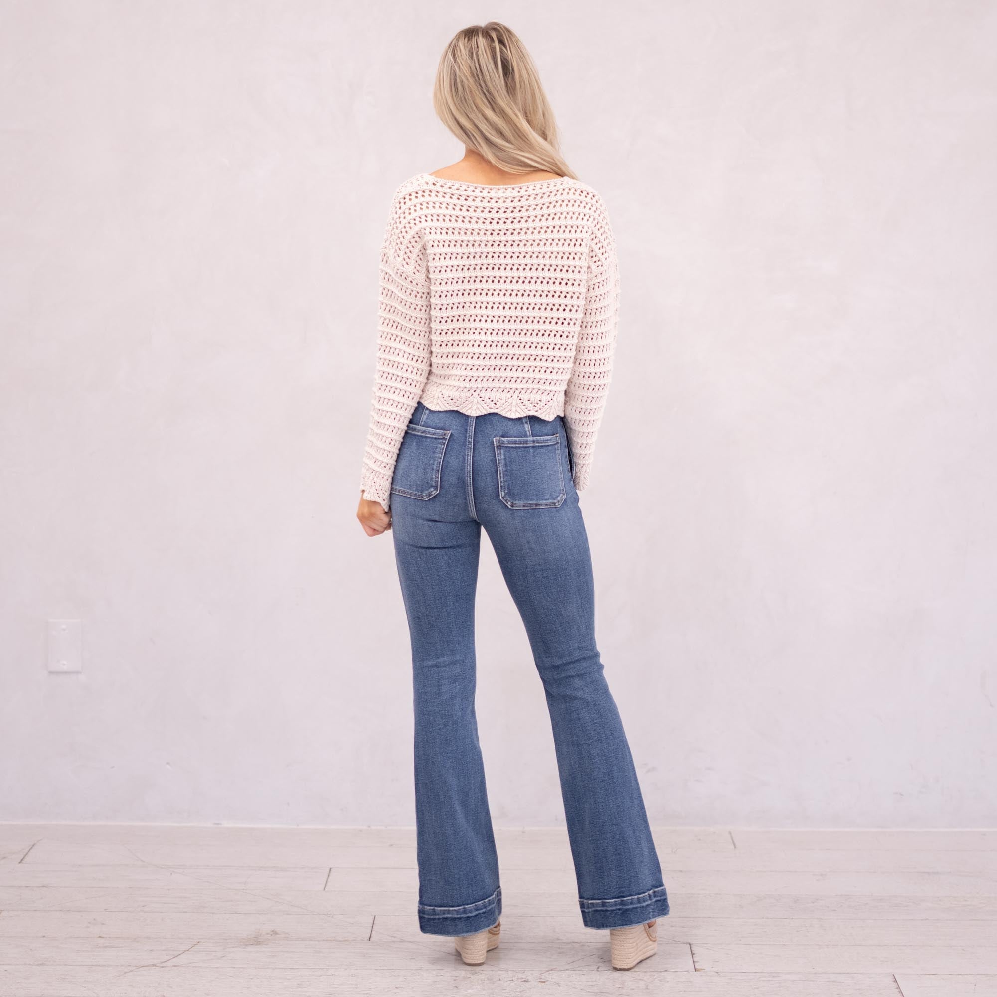 KanCan Kiery High Rise Flare Dark Blue Wash