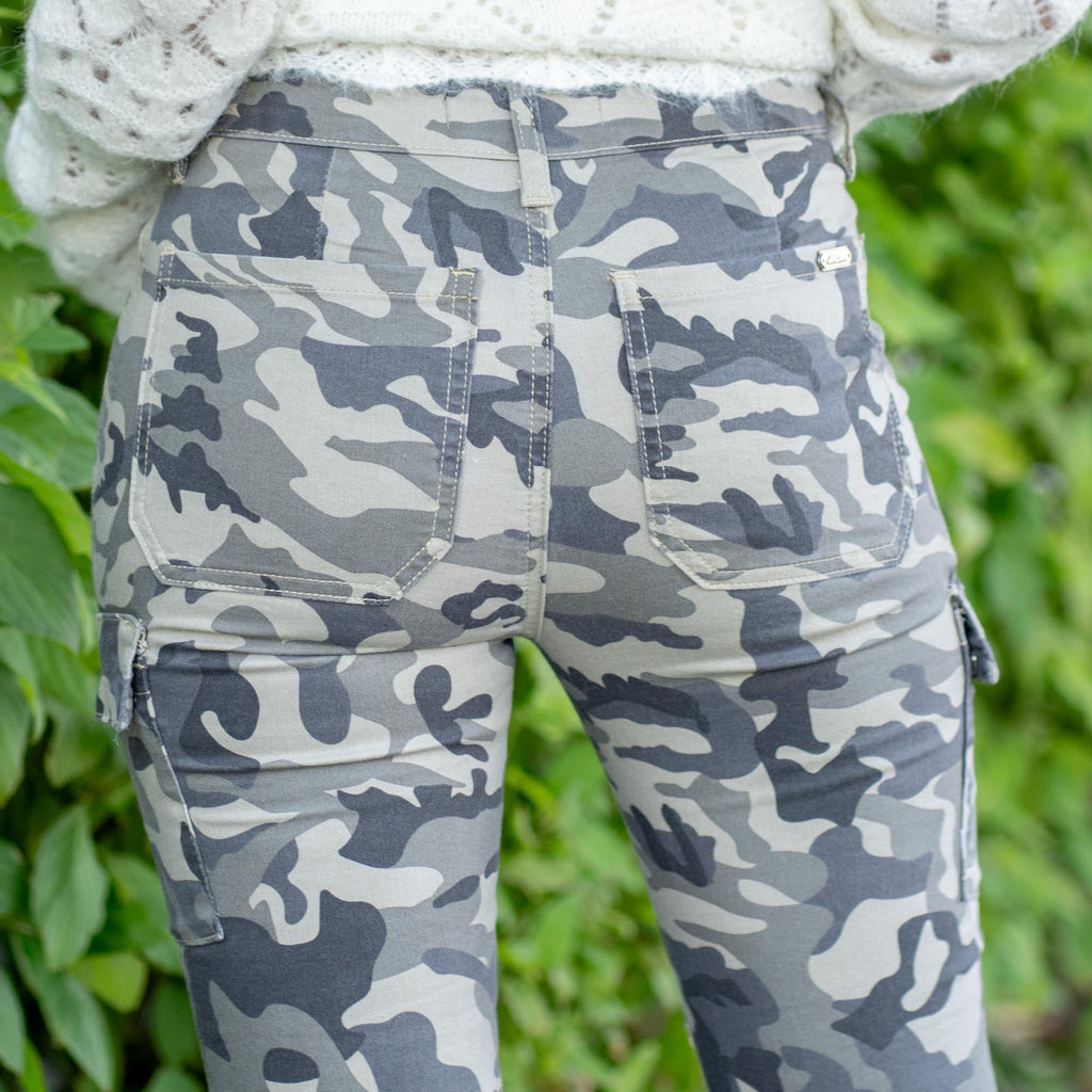 KanCan Stealth Mode Mid Rise Camo Cargo Pants Camouflage Tan