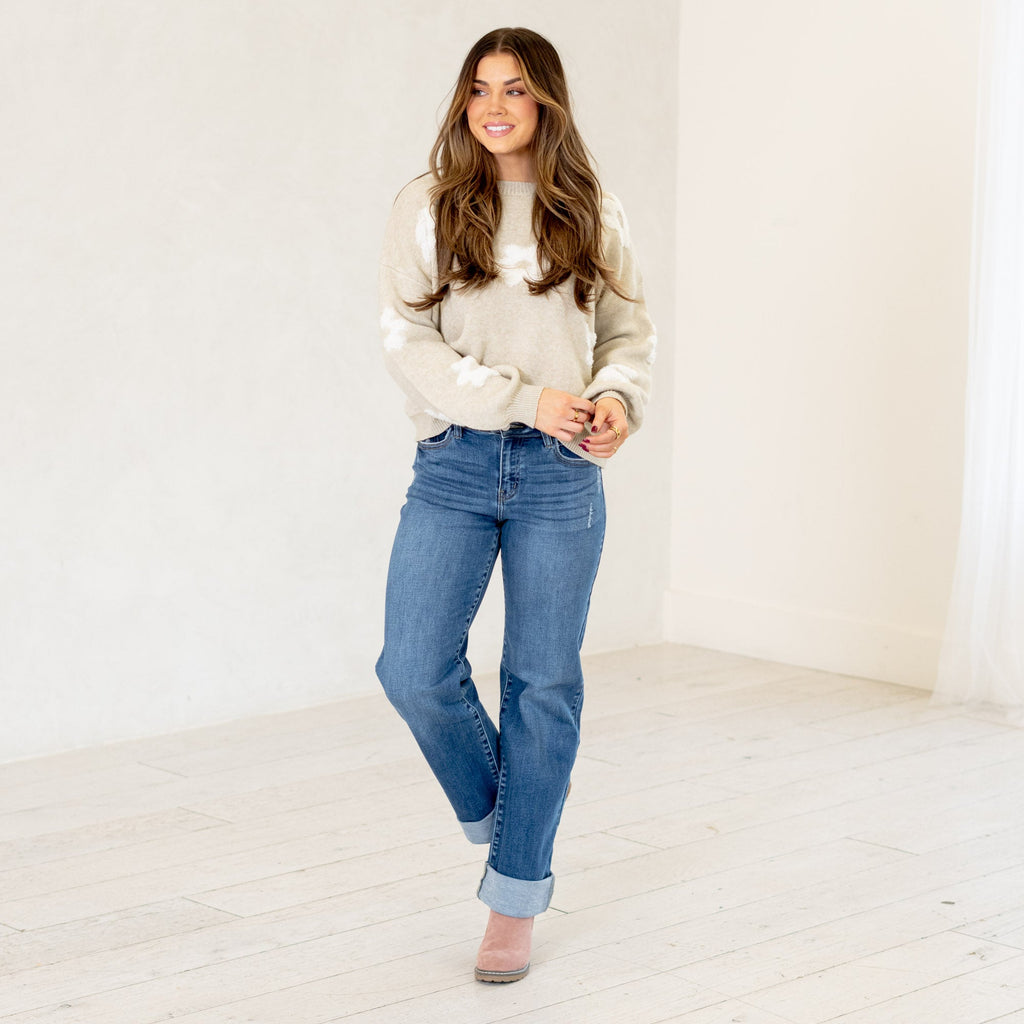 KanCan Ivanna High Rise Wide Leg Jeans Medium Blue Wash