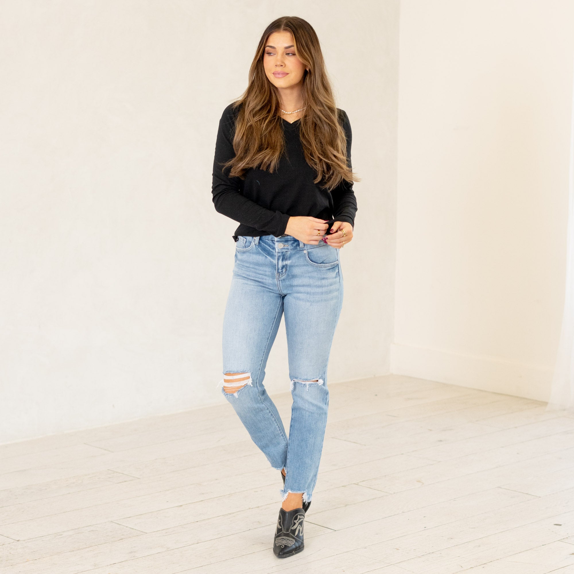 Clover High Rise Slim Straight Fit Leg
