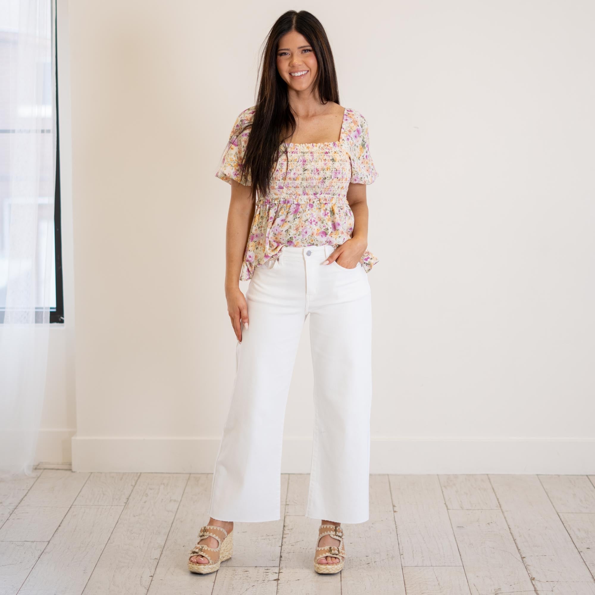 KanCan Dianella  High Rise Crop Wide White
