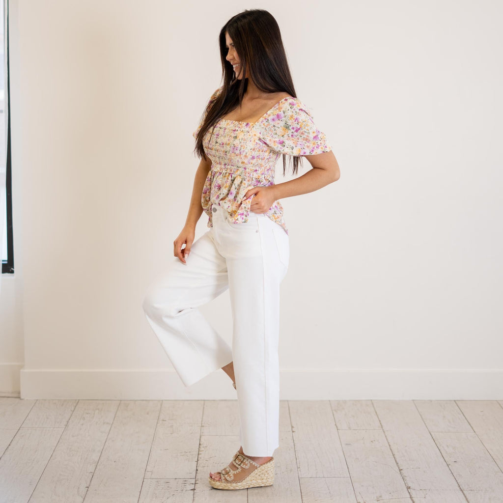 KanCan Dianella  High Rise Crop Wide White