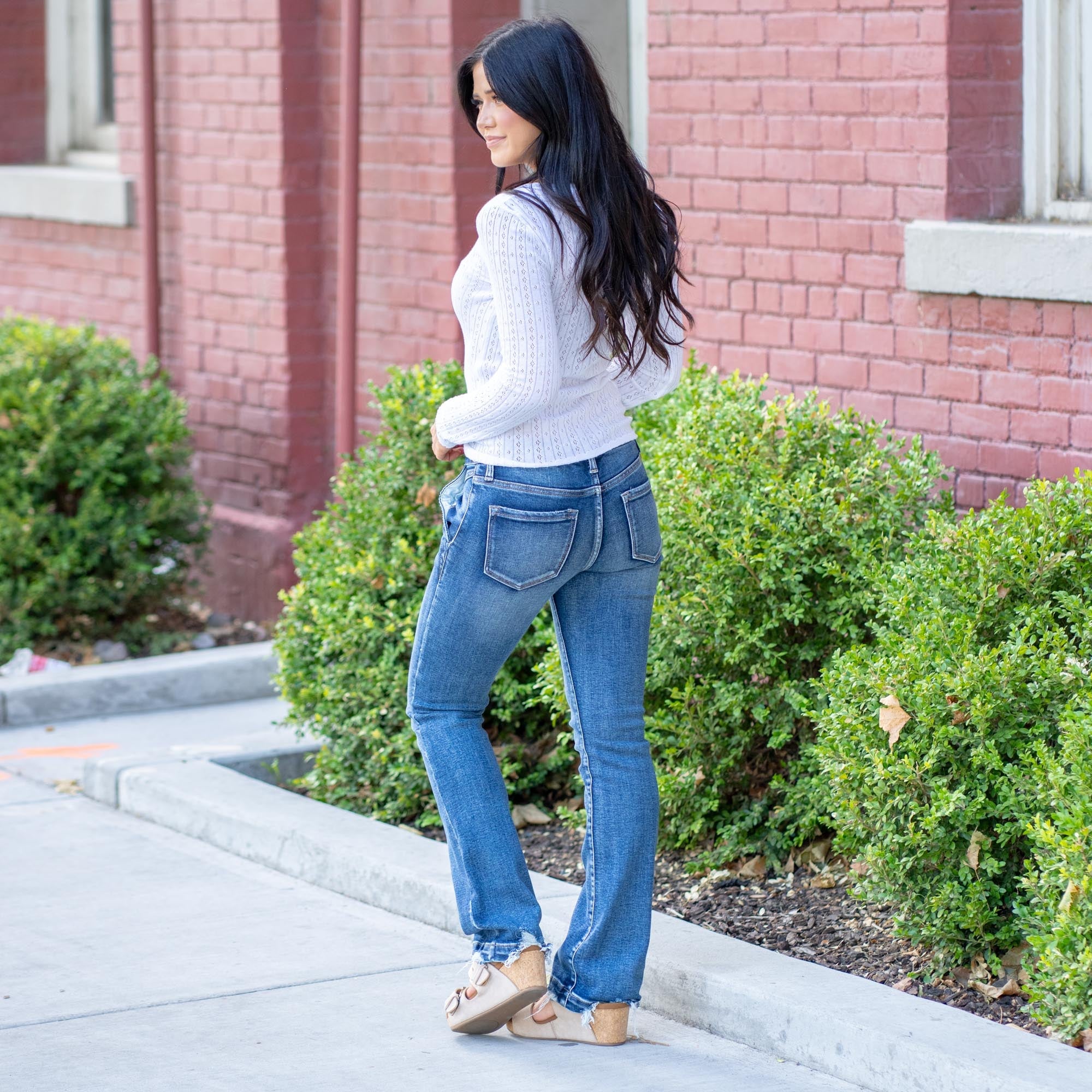 KanCan Delcie Mid Rise Bootcut Dark Blue Wash