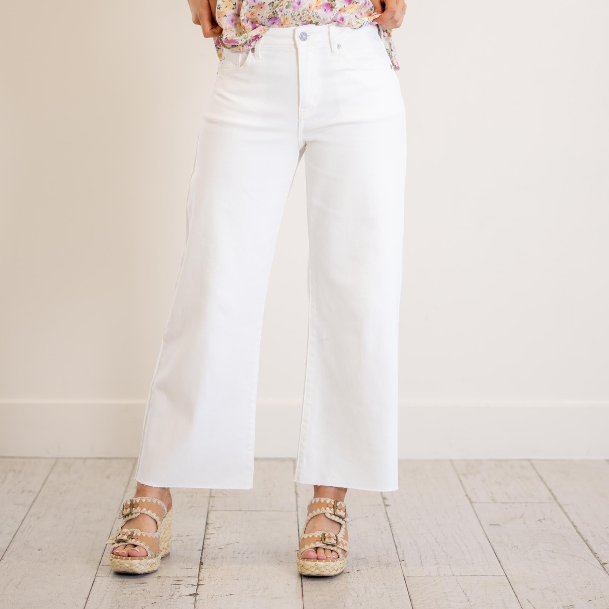 KanCan Dianella  High Rise Crop Wide White