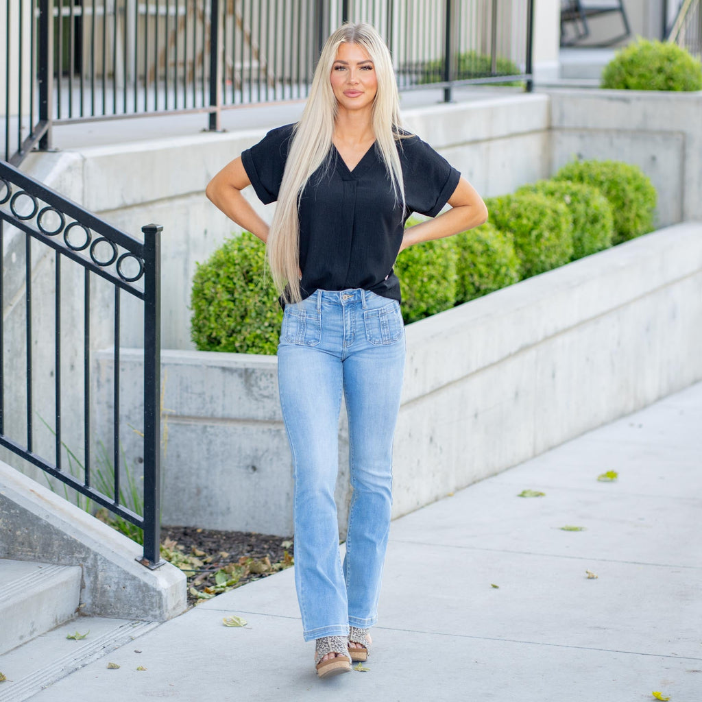 KanCan Lux High Rise Light Wash Stretch Bootcut Jeans