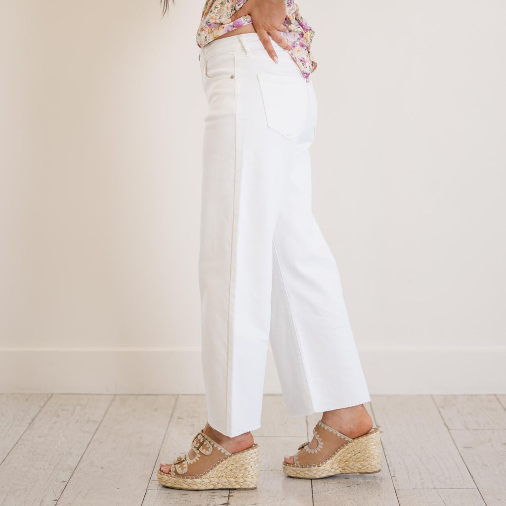 KanCan Dianella  High Rise Crop Wide White