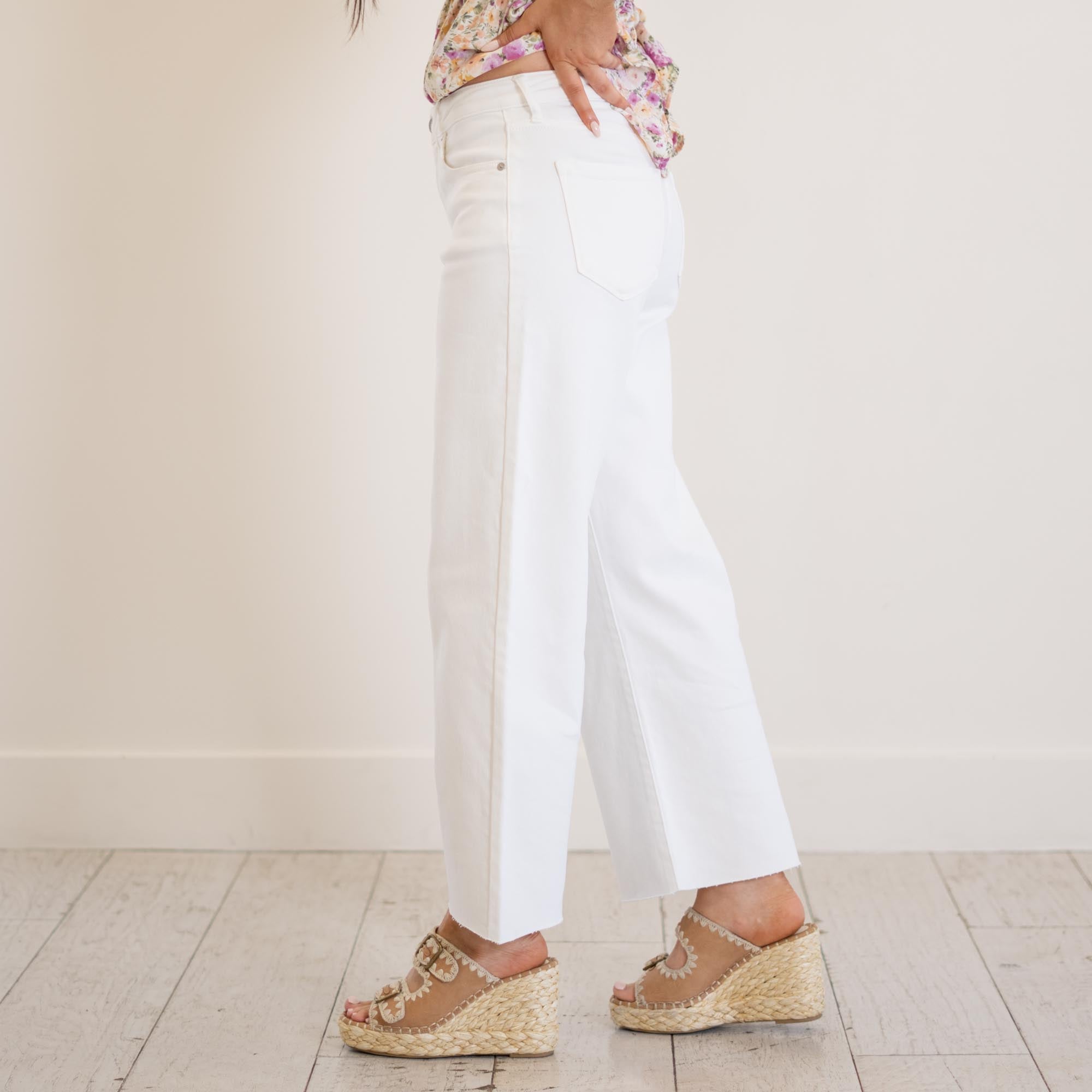 KanCan Dianella  High Rise Crop Wide White