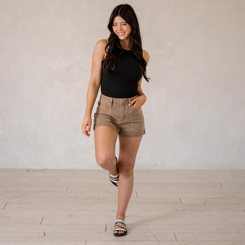 KanCan Clara High Rise Mom Shorts Comfort Stretch Denim