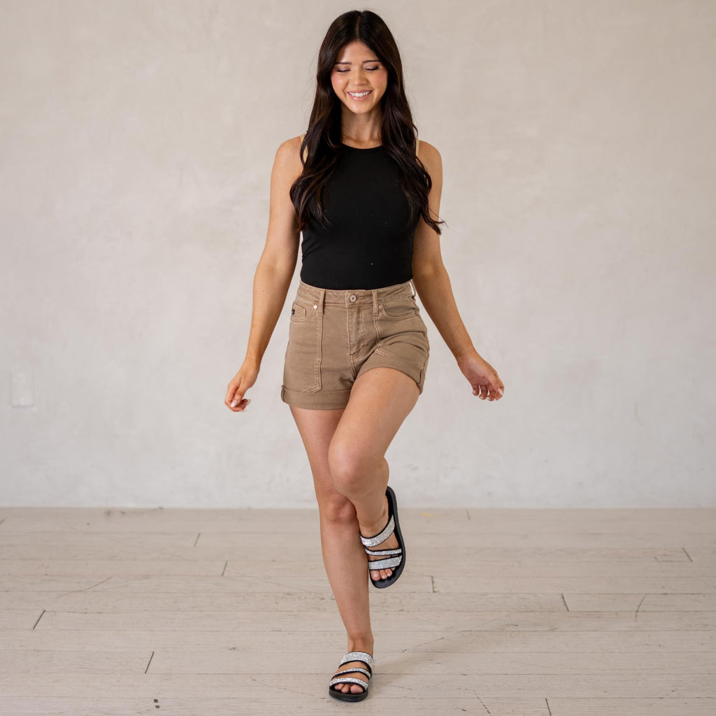 KanCan Clara High Rise Mom Shorts Comfort Stretch Denim