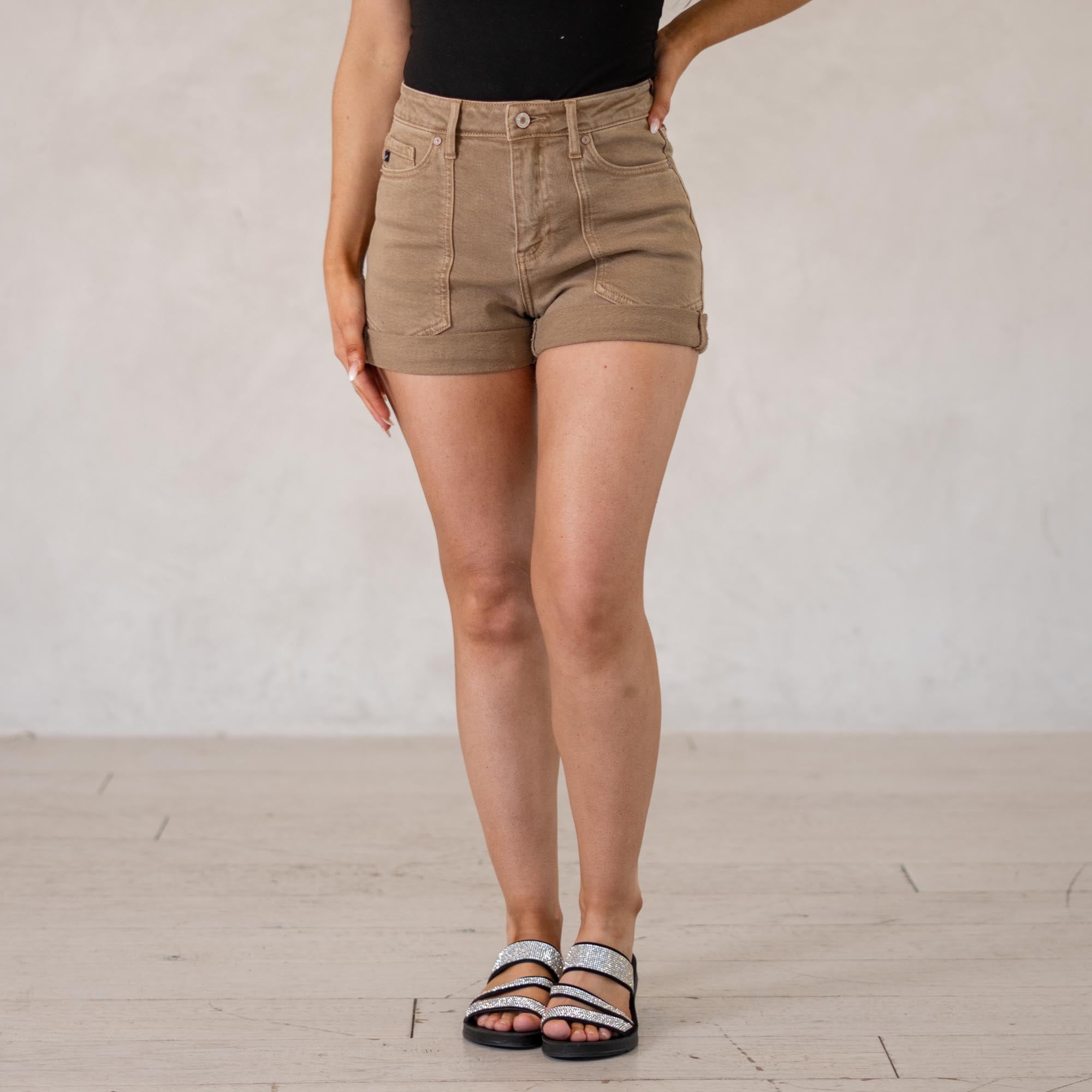 KanCan Clara High Rise Mom Shorts Comfort Stretch Denim