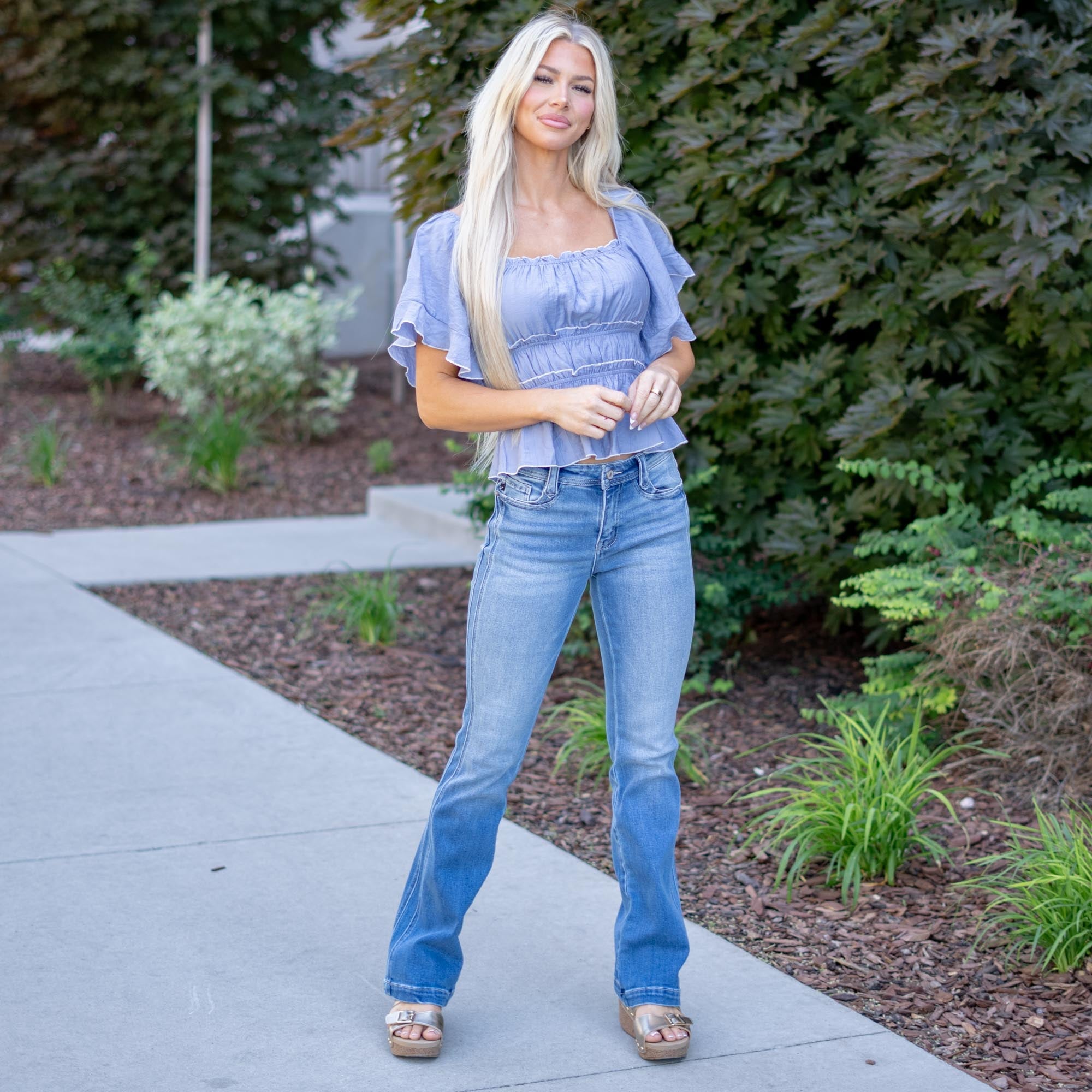 KanCan Abigail Mid Rise Bootcut Jeans – Stretch Medium Dark Wash