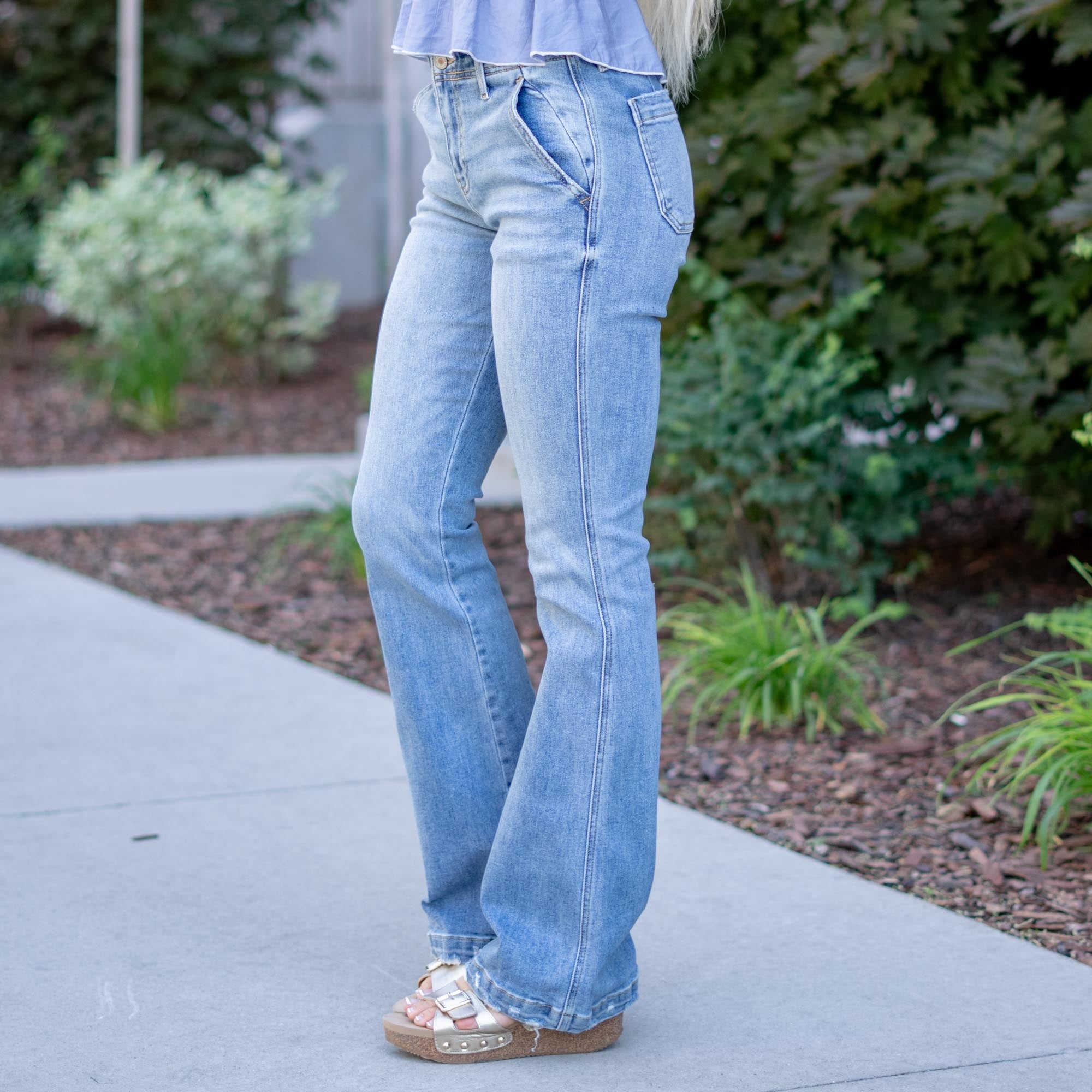 KanCan Bailey High Rise Flare Jeans – Stretch Medium Dark Wash
