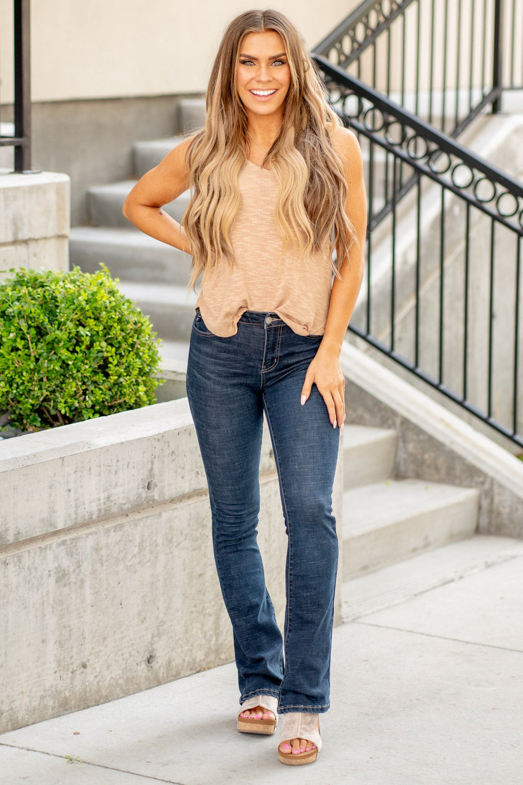 KanCan Avery High Rise Bootcut Jeans Dark Blue Wash
