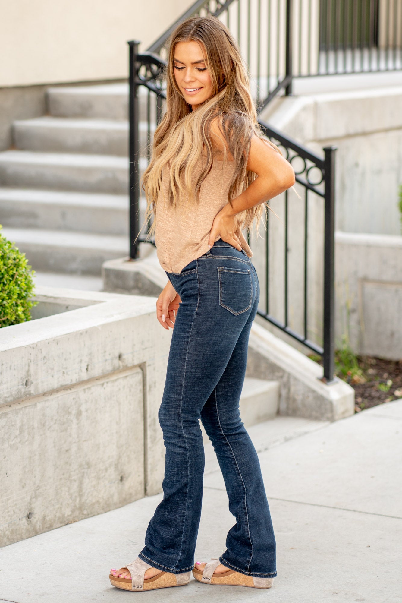 KanCan Avery High Rise Bootcut Jeans Dark Blue Wash