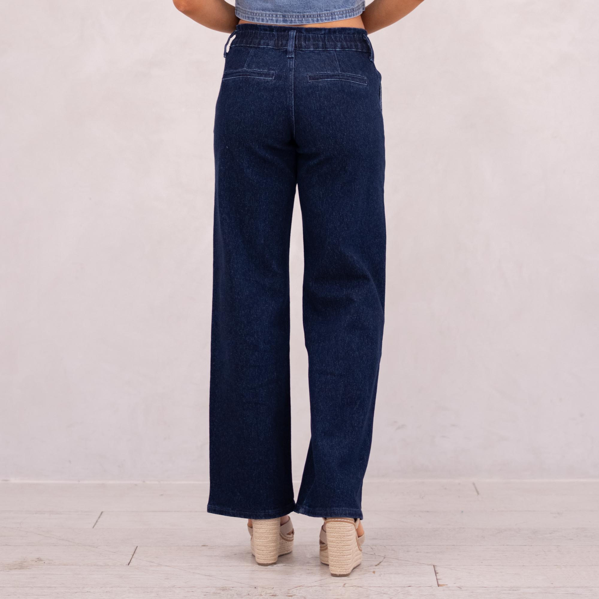 KanCan Kayla High Rise Trouser Wide Leg Dark Blue Wash